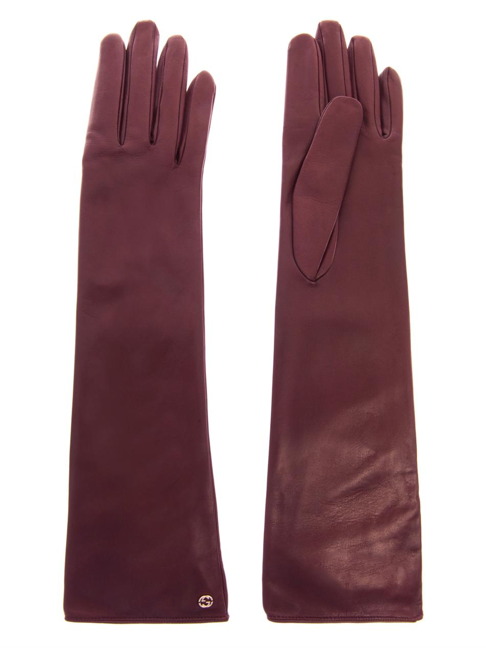 burgundy long gloves
