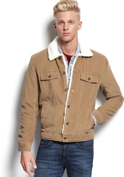 American Rag Sherpa Lined Corduroy Jacket in Brown for Men (Dull Gold ...