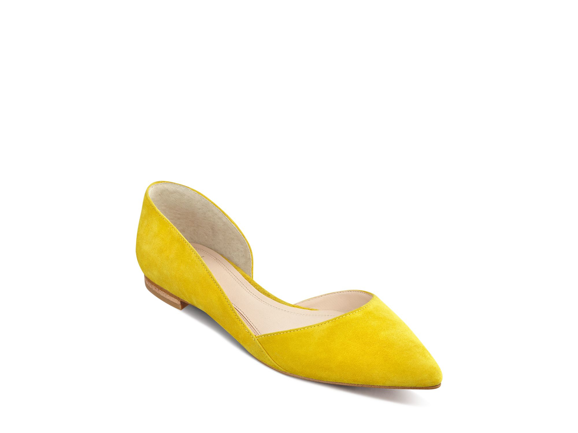 Marc Fisher Sunny Suede Pointed Toe D'orsay Flats in Yellow | Lyst