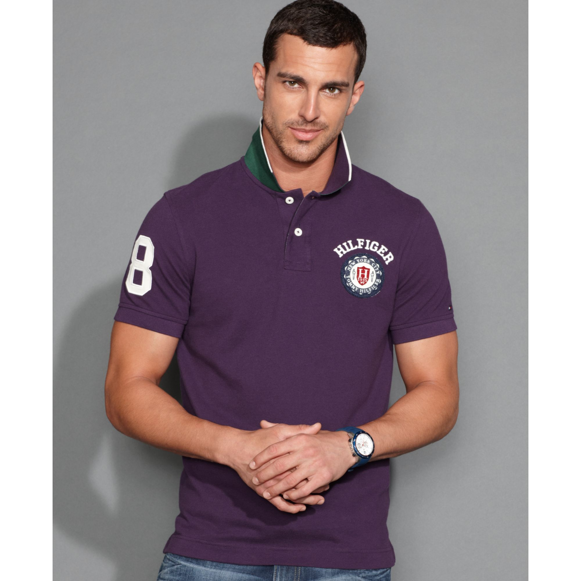purple tommy hilfiger shirt