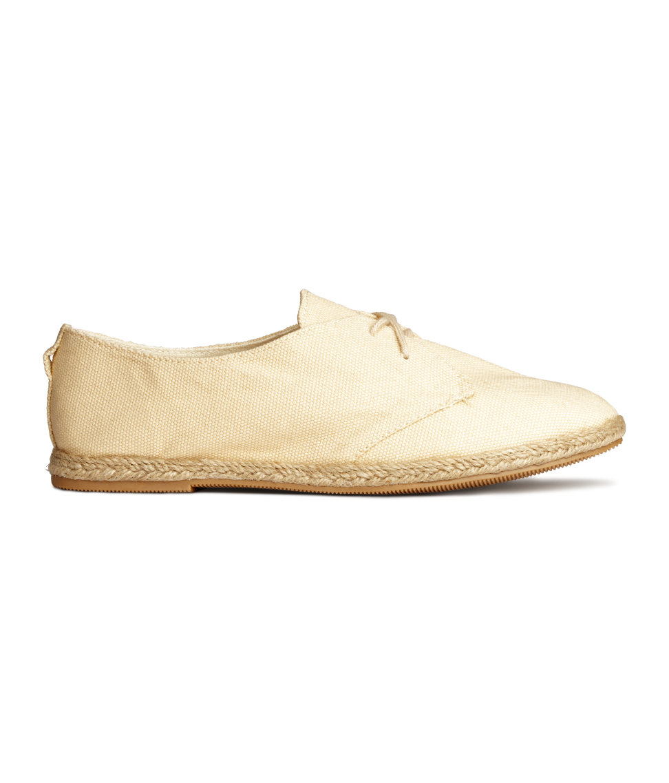 H&M Lace-up Espadrilles in Natural White (Natural) - Lyst