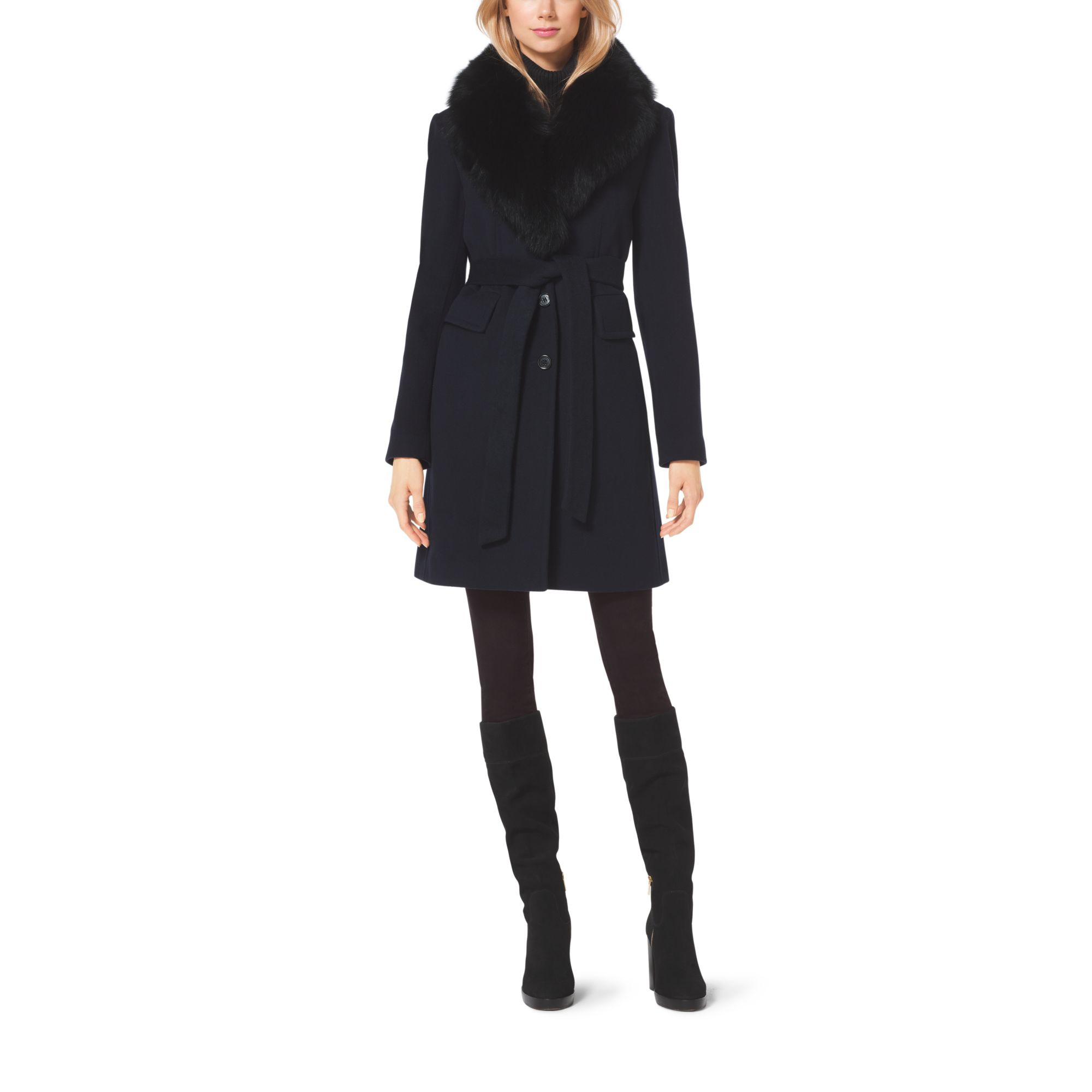 michael kors black wool coat