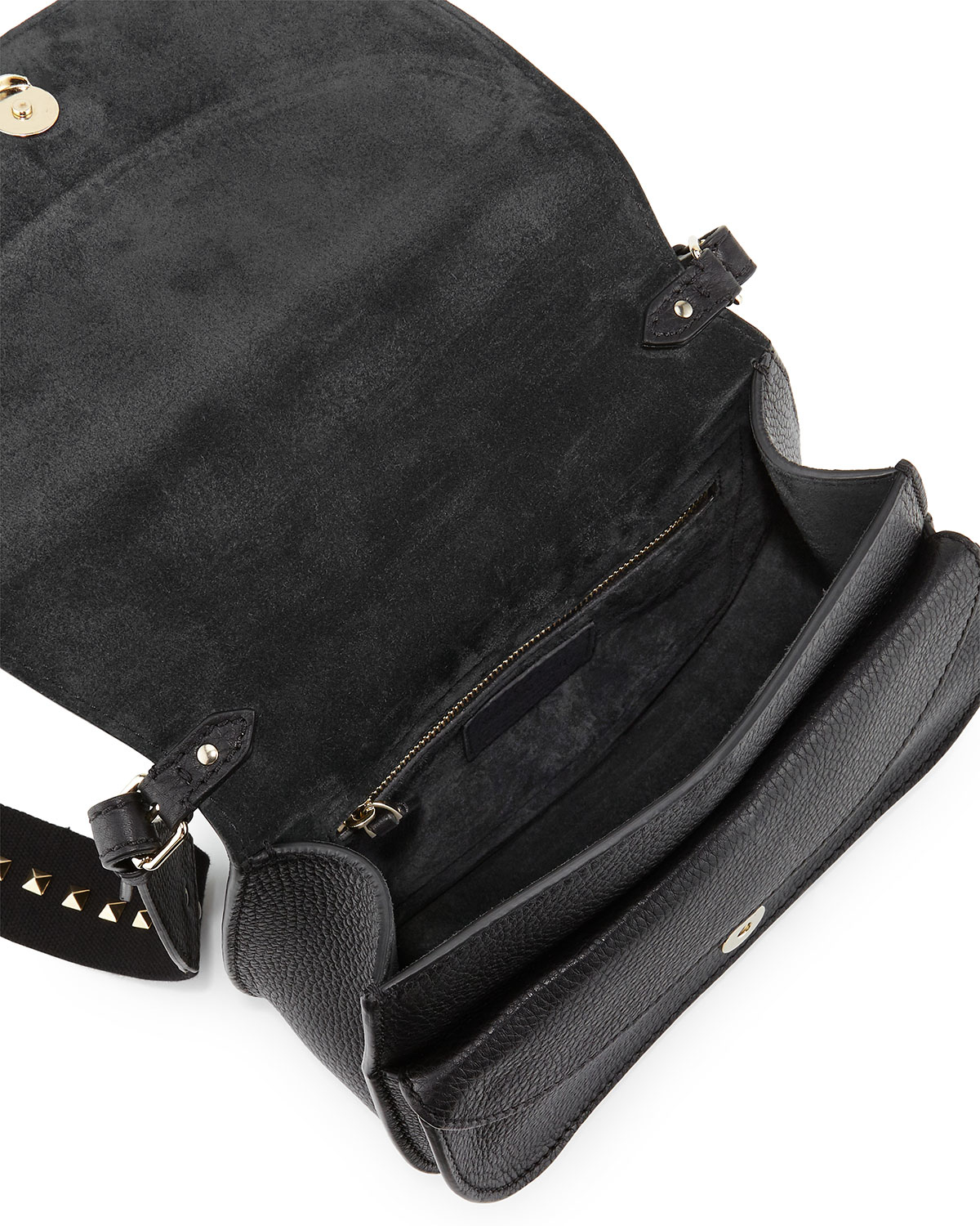 Valentino Band Rockstud Round Messenger Bag in Black