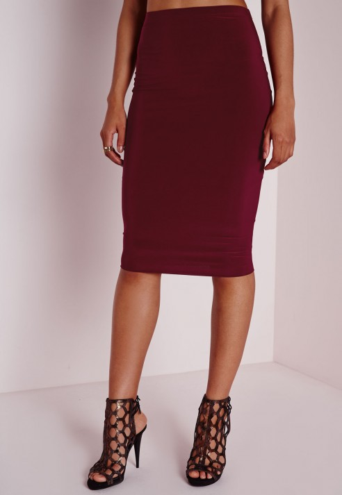 burgundy bodycon skirt