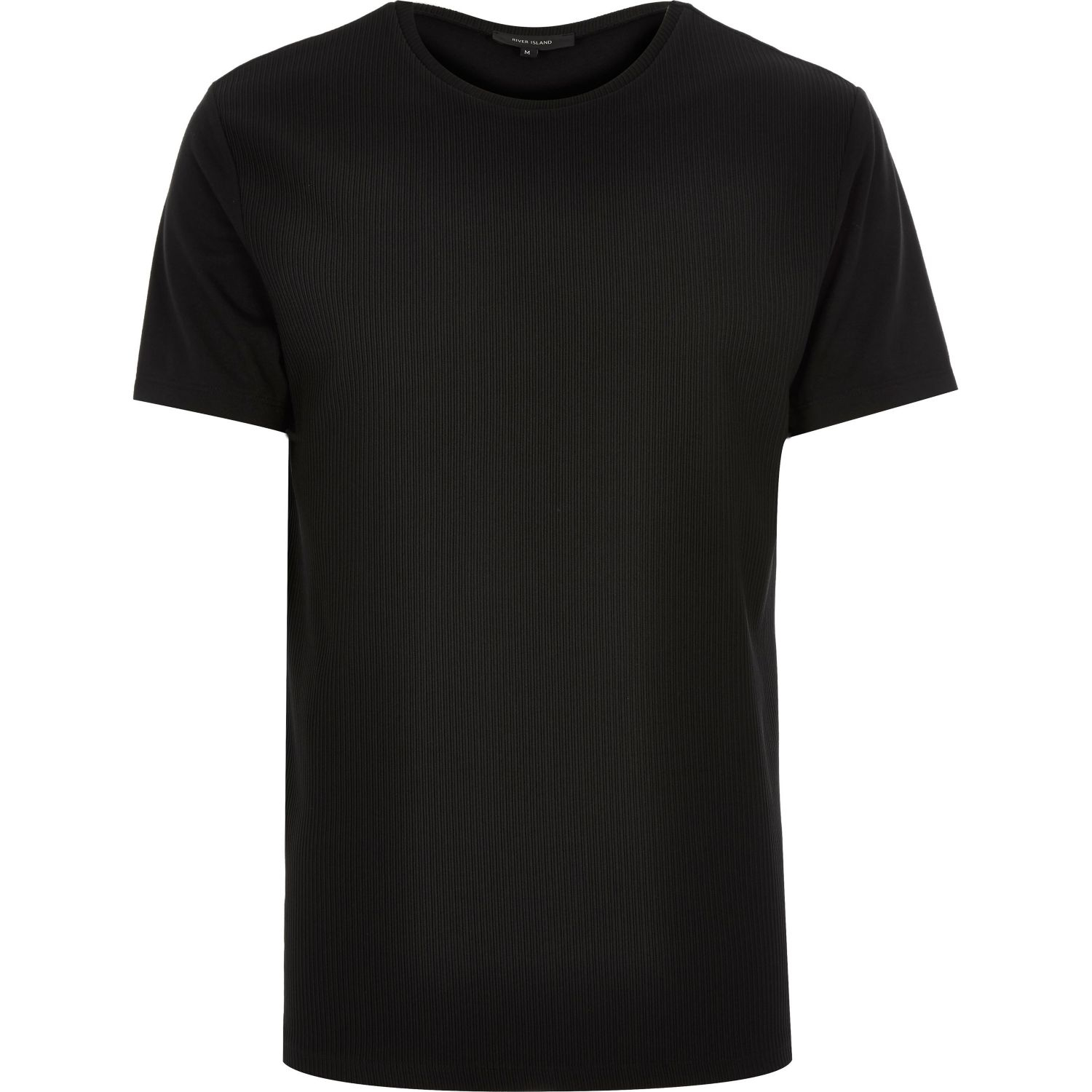 River island Black Textured Front T-shirt in Black for Men | Lyst
