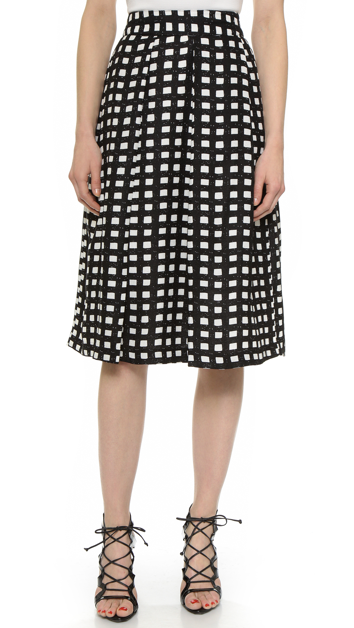 checkered skirt midi