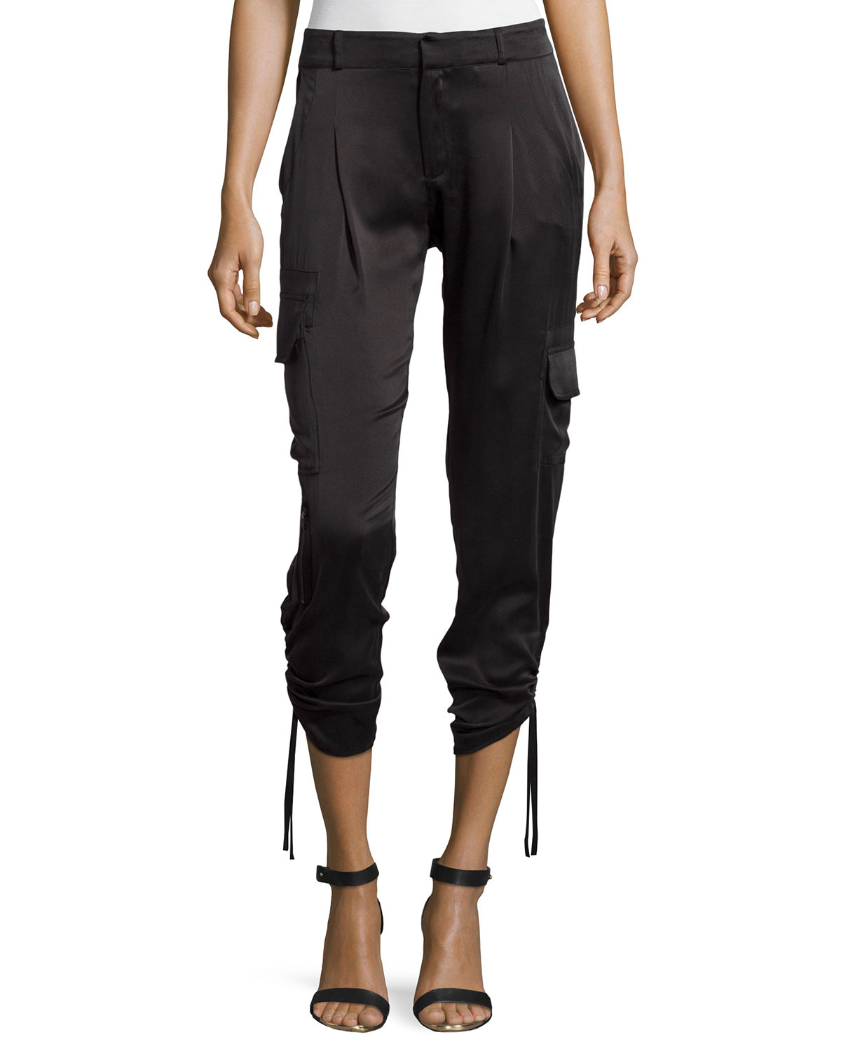 Parker Silk Cargo Capri Pants in Black (BLA) Lyst