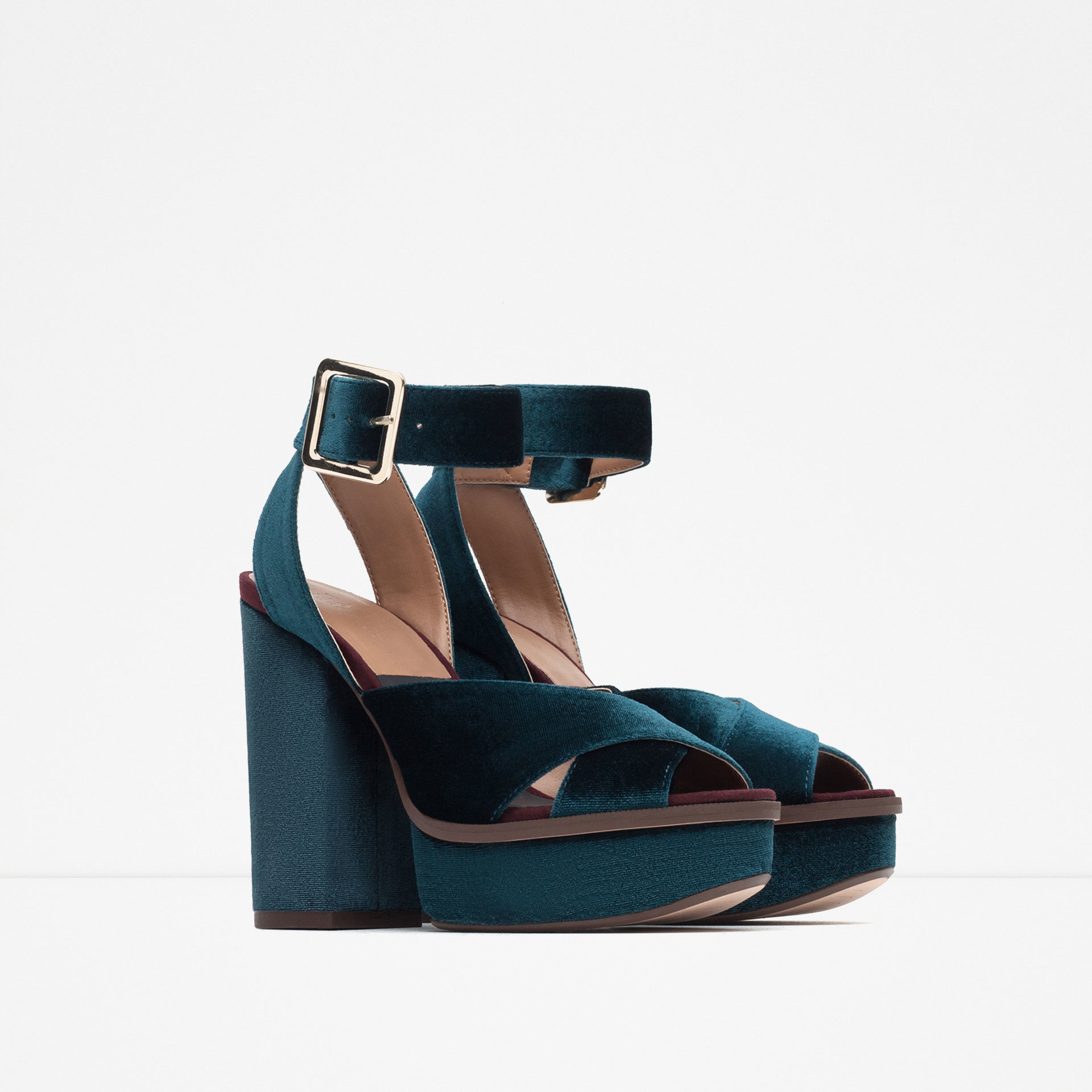 zara blue velvet heels