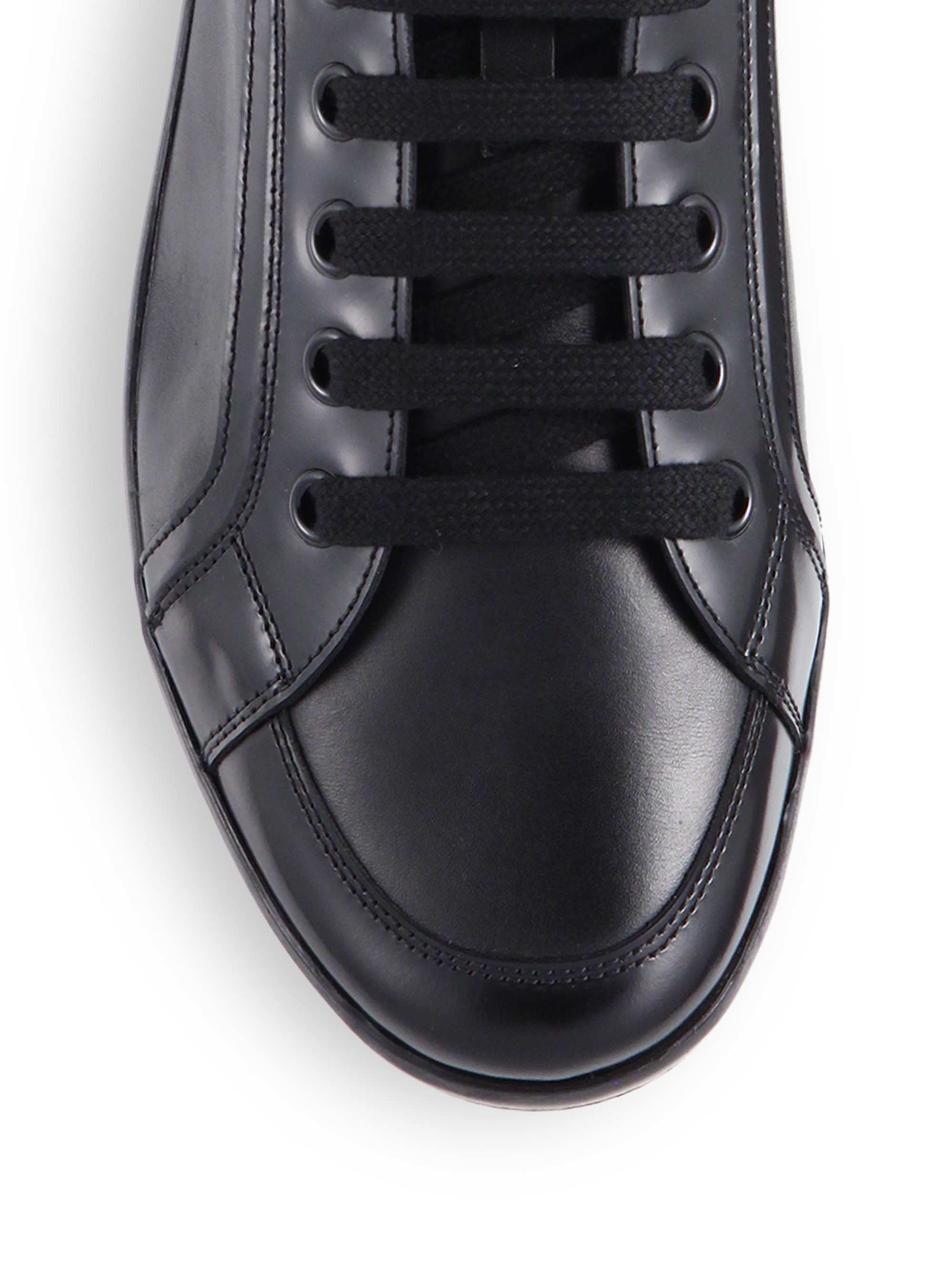 prada black leather sneakers