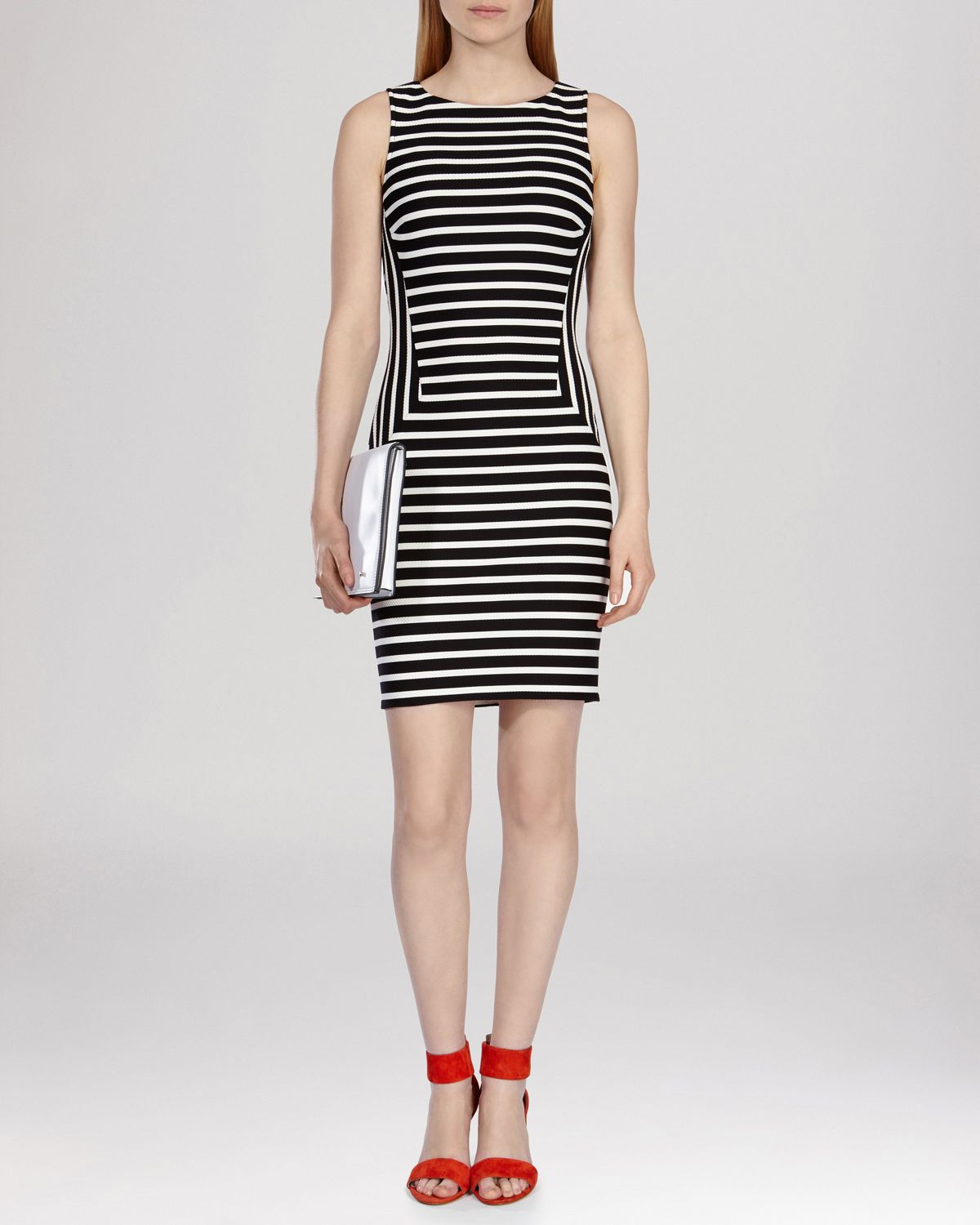 karen millen black and white striped dress