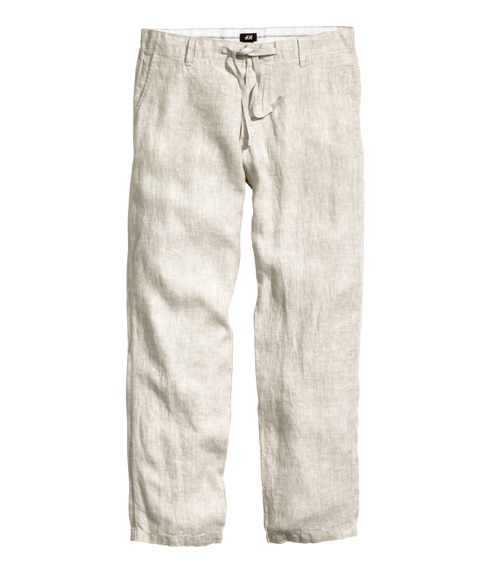 H&M Linen Trousers in Natural for Men | Lyst Canada