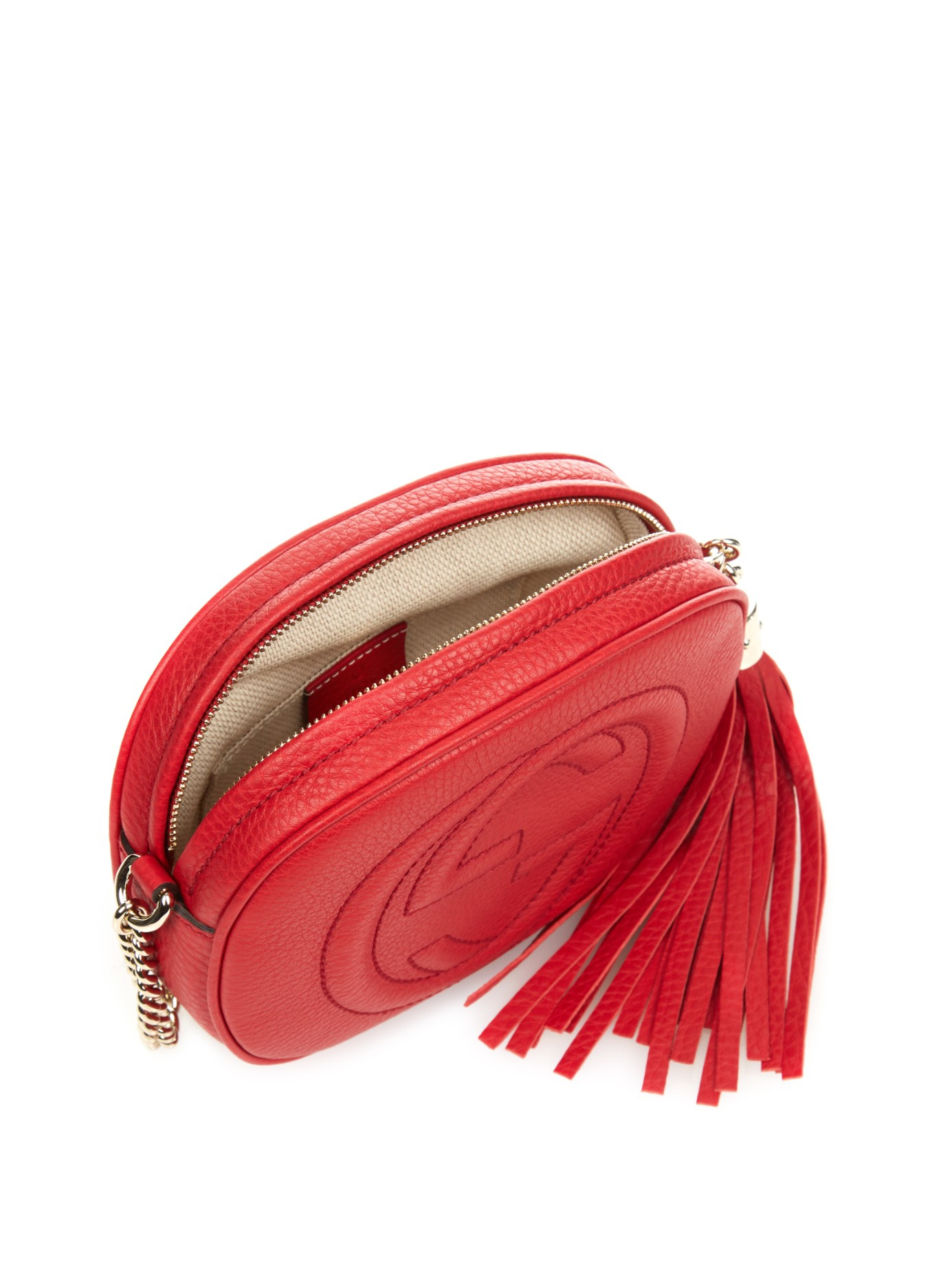 Gucci Mini Soho Chain-Strap Cross-Body Bag in Red - Lyst