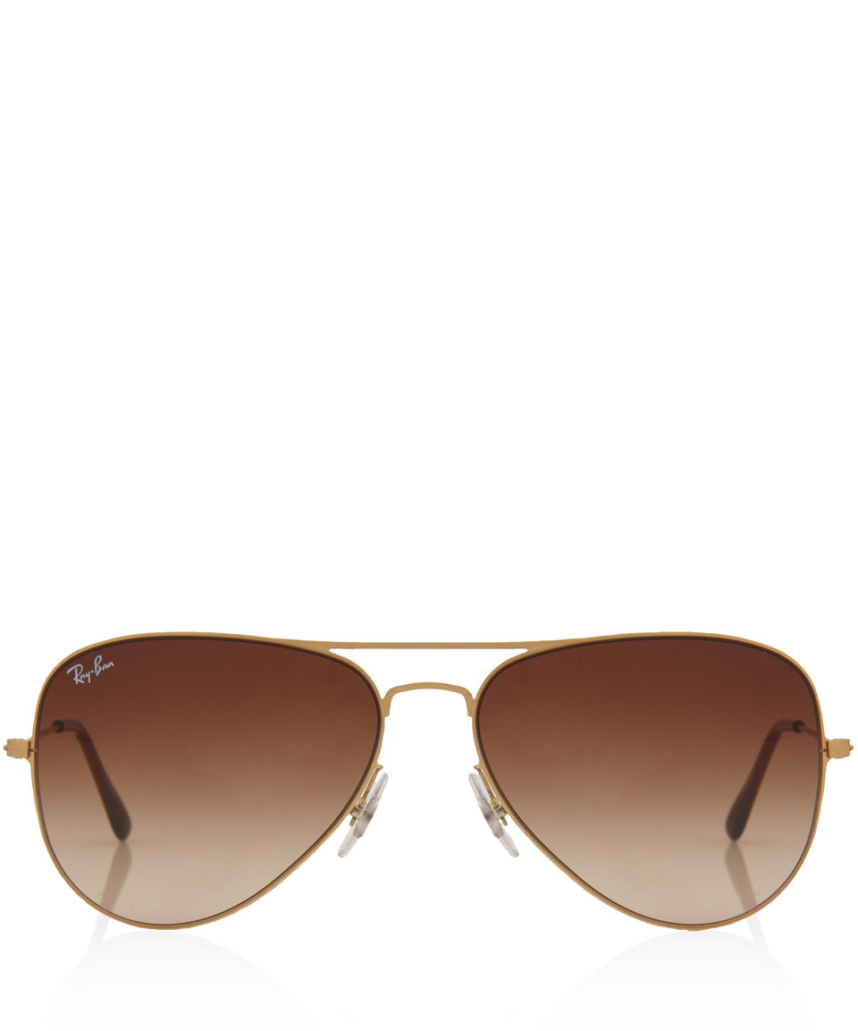 Lyst RayBan Dark Brown Aviator Flat Metal Sunglasses in Brown for Men