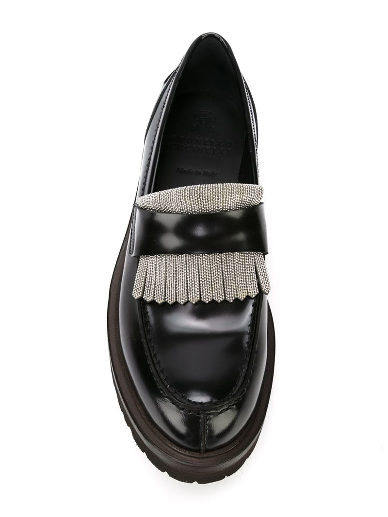 Brunello Cucinelli Bead Chain Fringe Loafers in Black Lyst