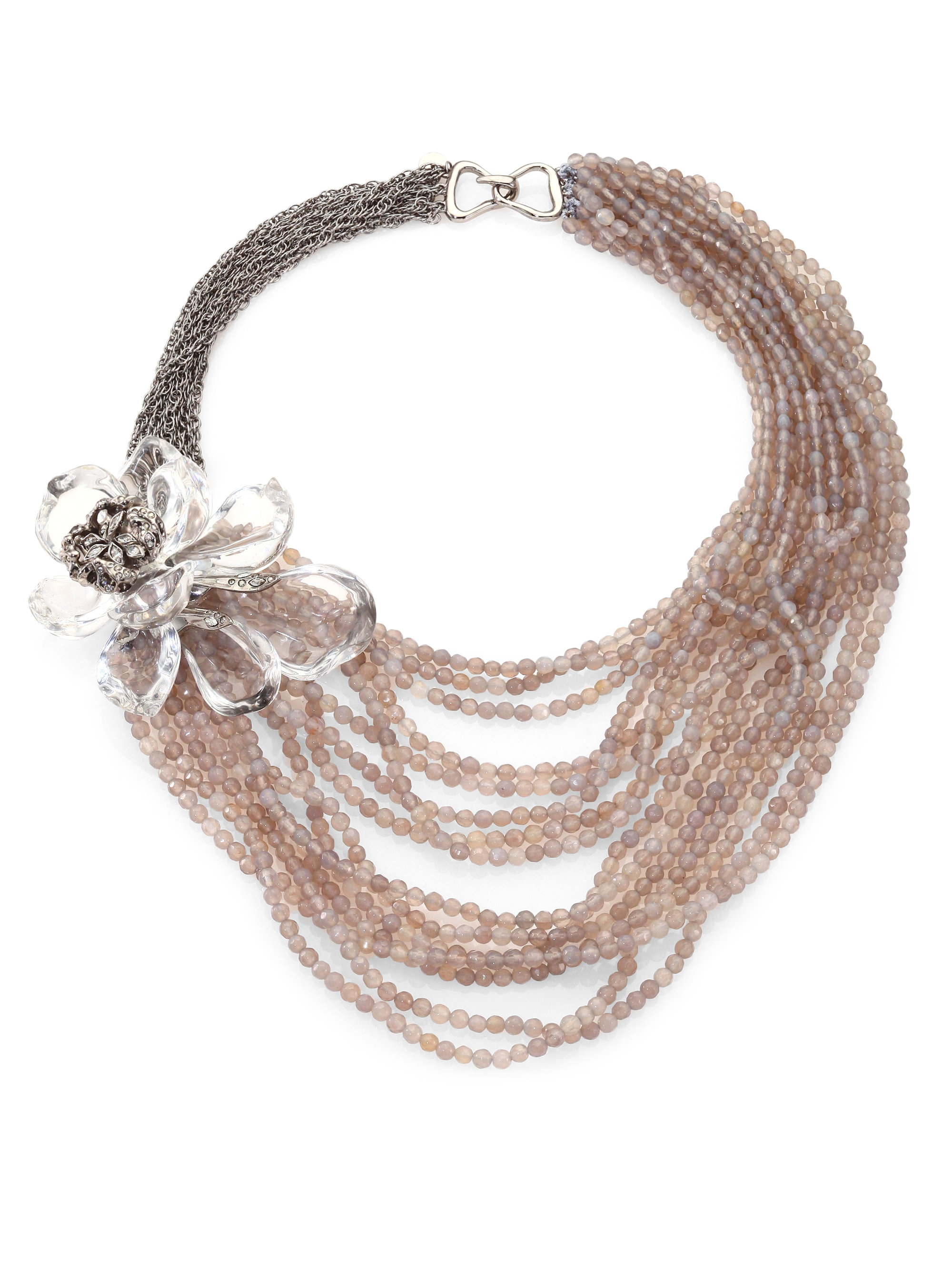 Alexis Bittar Marquis Crystal Magnolia Multistrand Necklace In Metallic 