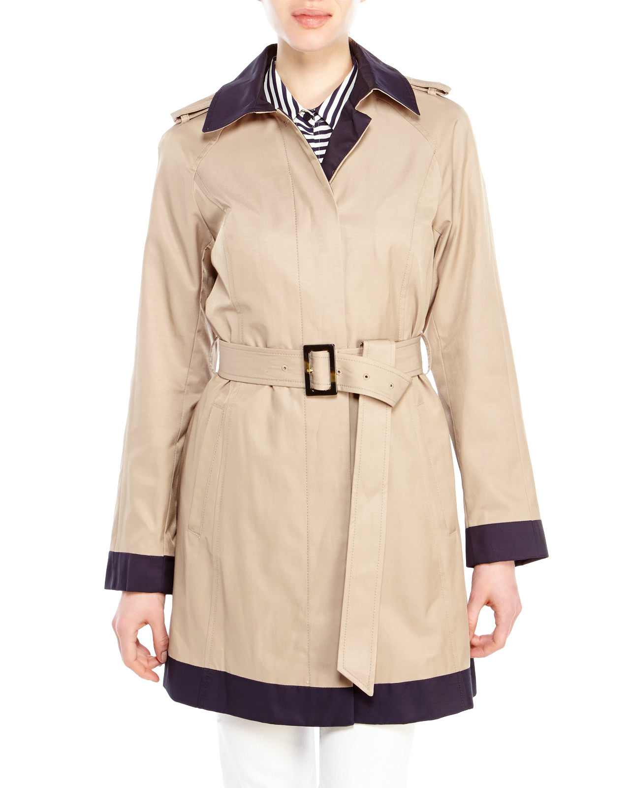Single Breasted Color Block Coat - Sale victoria's secret Short Sleeve Belted Button Up Midi Dress ebay donation centers
