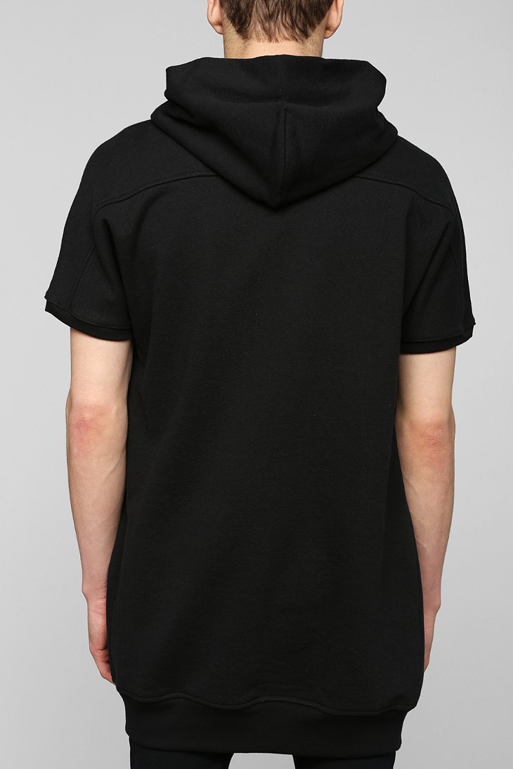 Drifter Magnus Short-Sleeve Zip-Up Long Hooded Sweatshirt in Black for ...