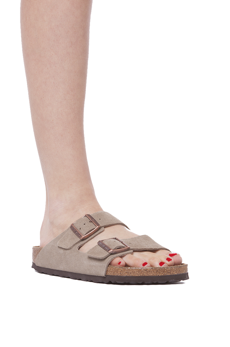 Birkenstock Soft Footbed Taupe Suede Arizona in Gray - Lyst