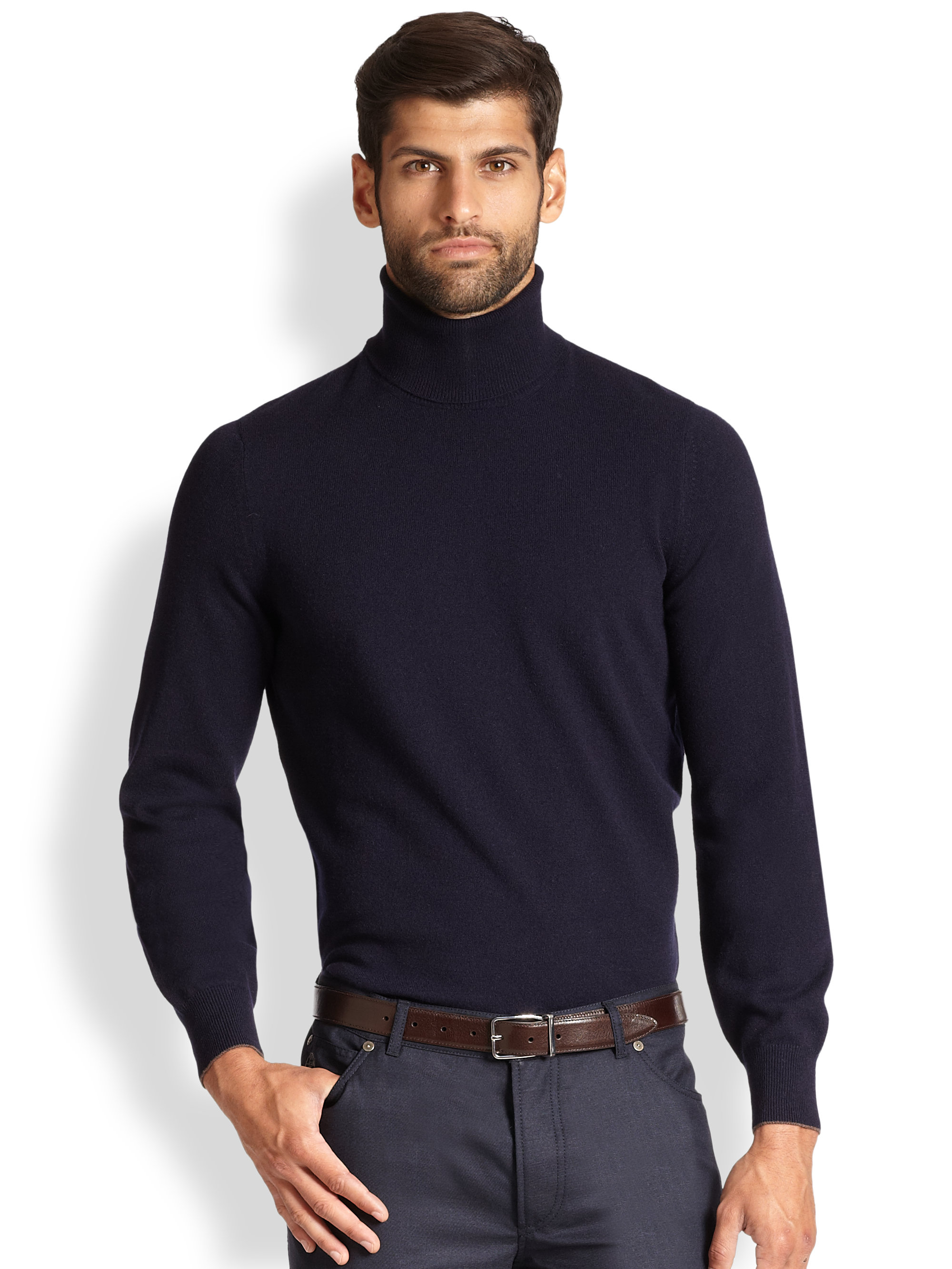 Brunello Cucinelli Cashmere Turtleneck Sweater  in Blue for 