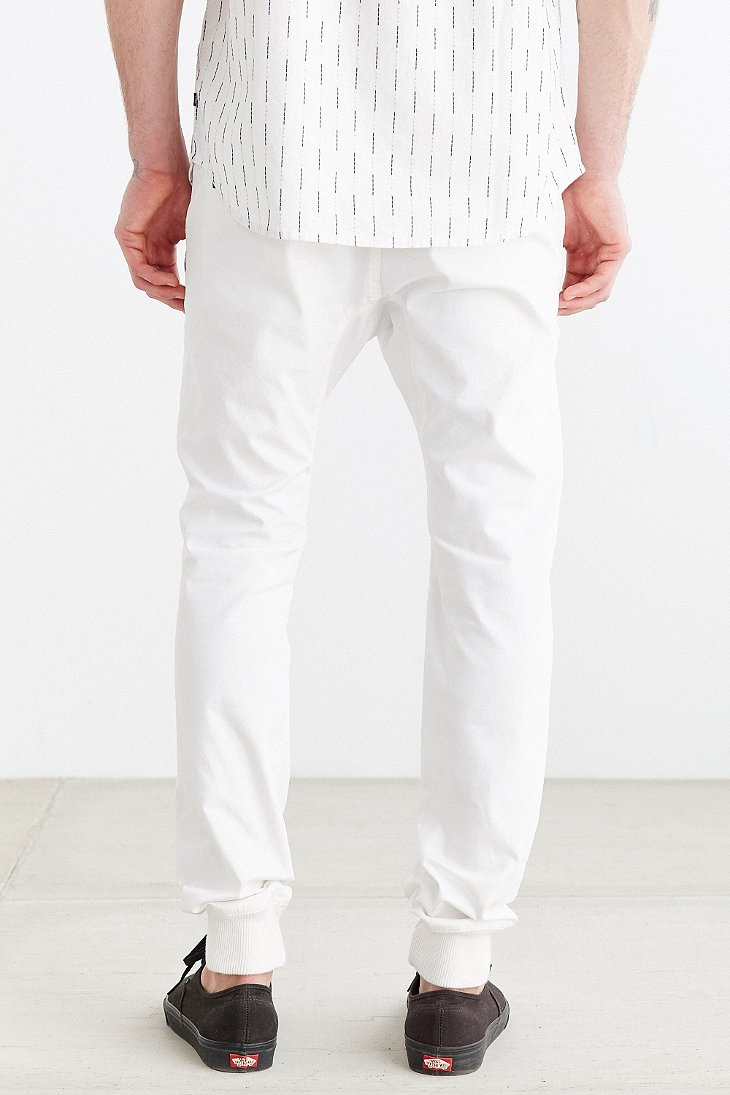 white chino joggers