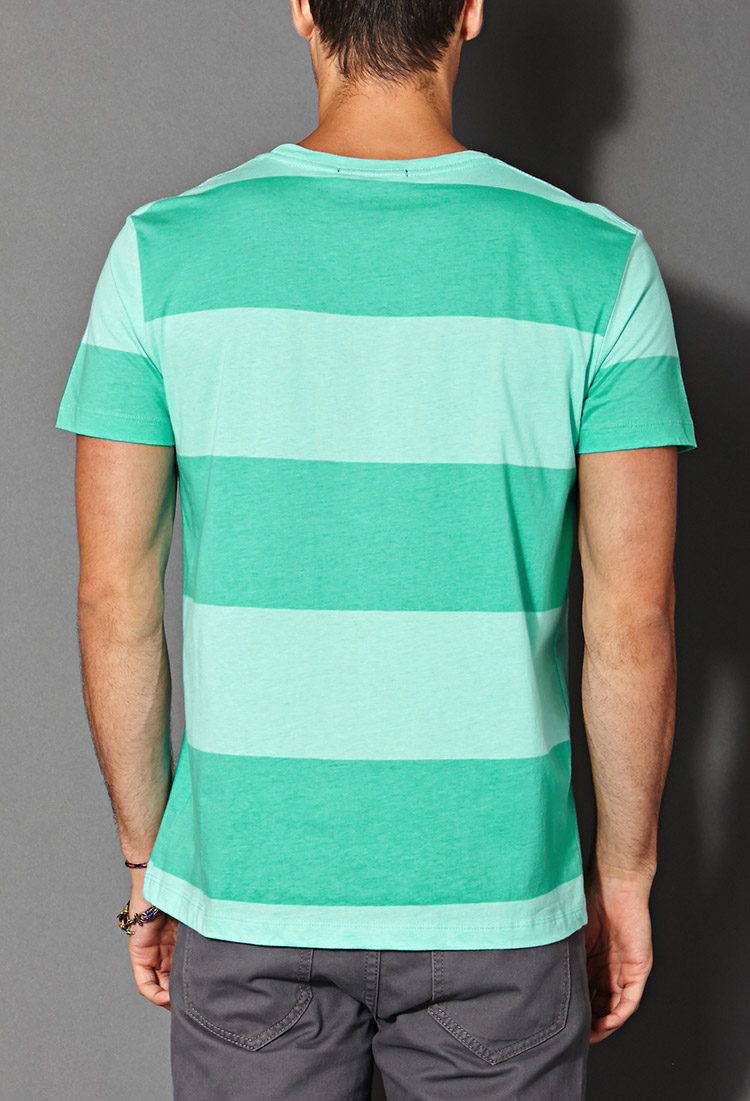 mens green striped t shirt