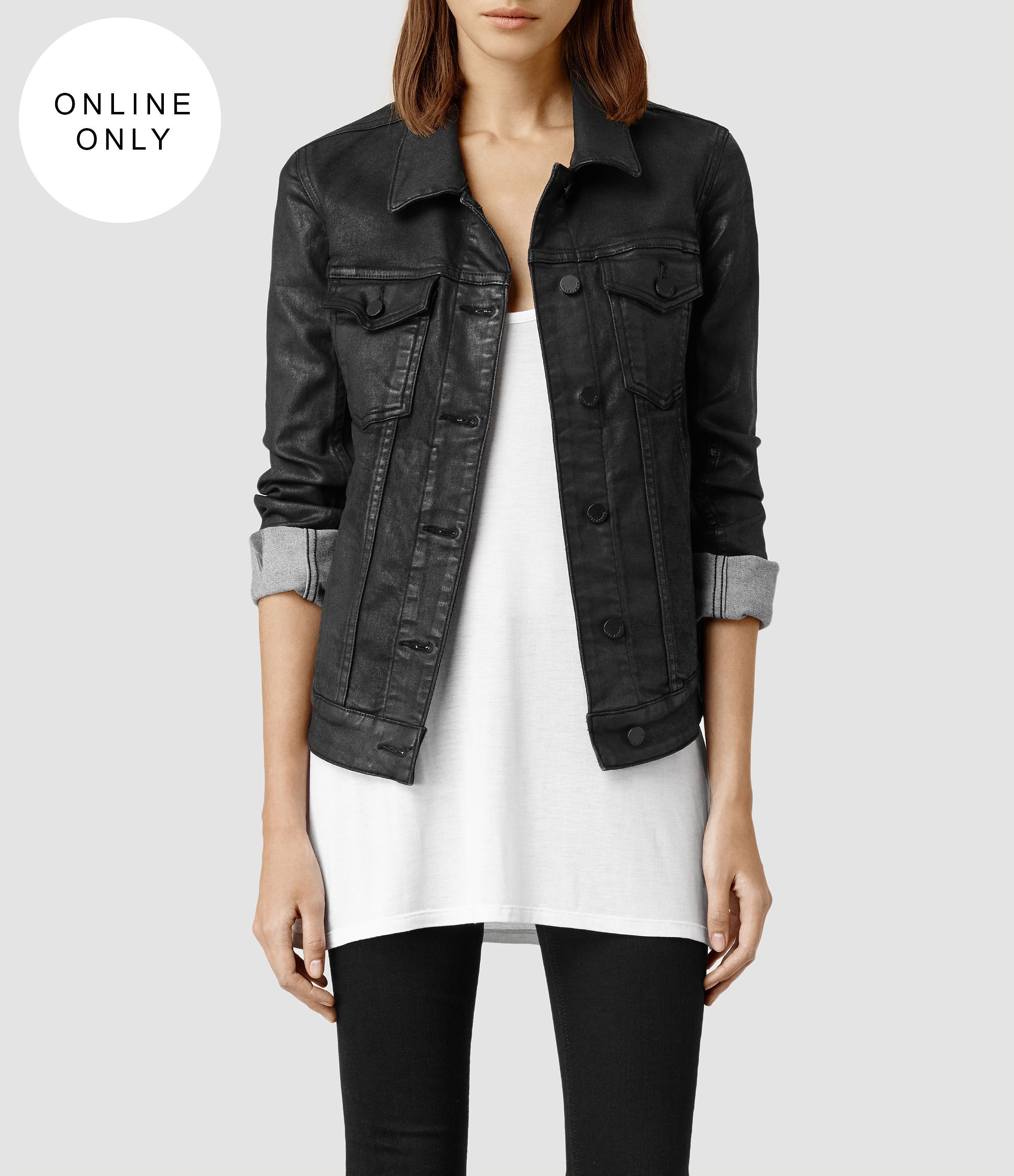 coated denim jacket womens