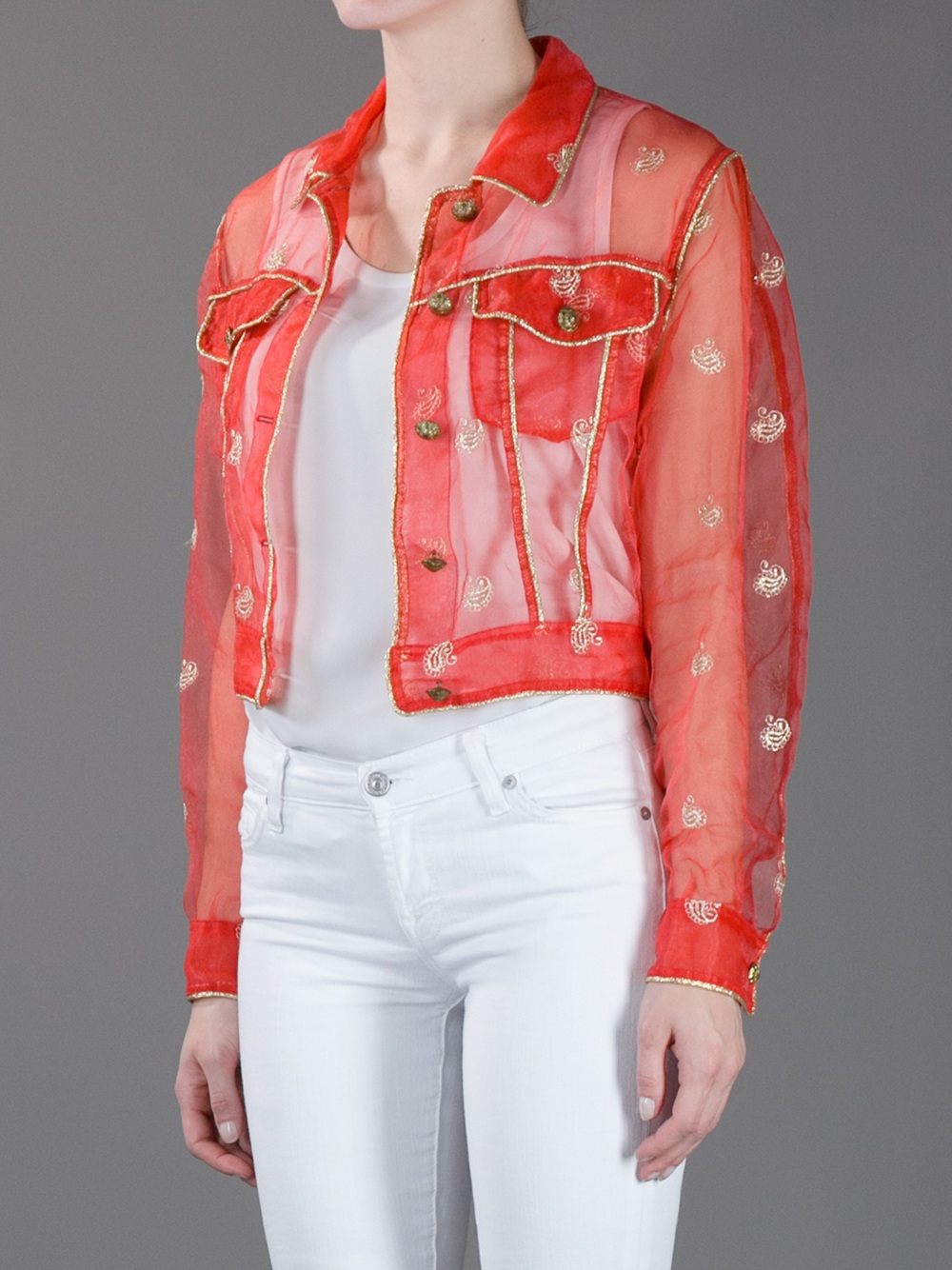 red sheer jacket