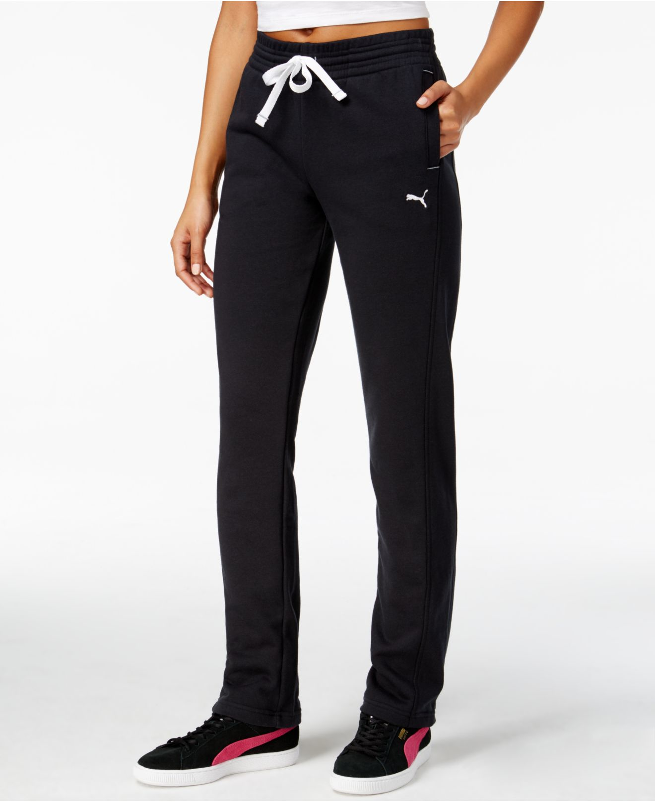 PUMA Cotton Drawstring-waist Sweatpants in Black - Lyst