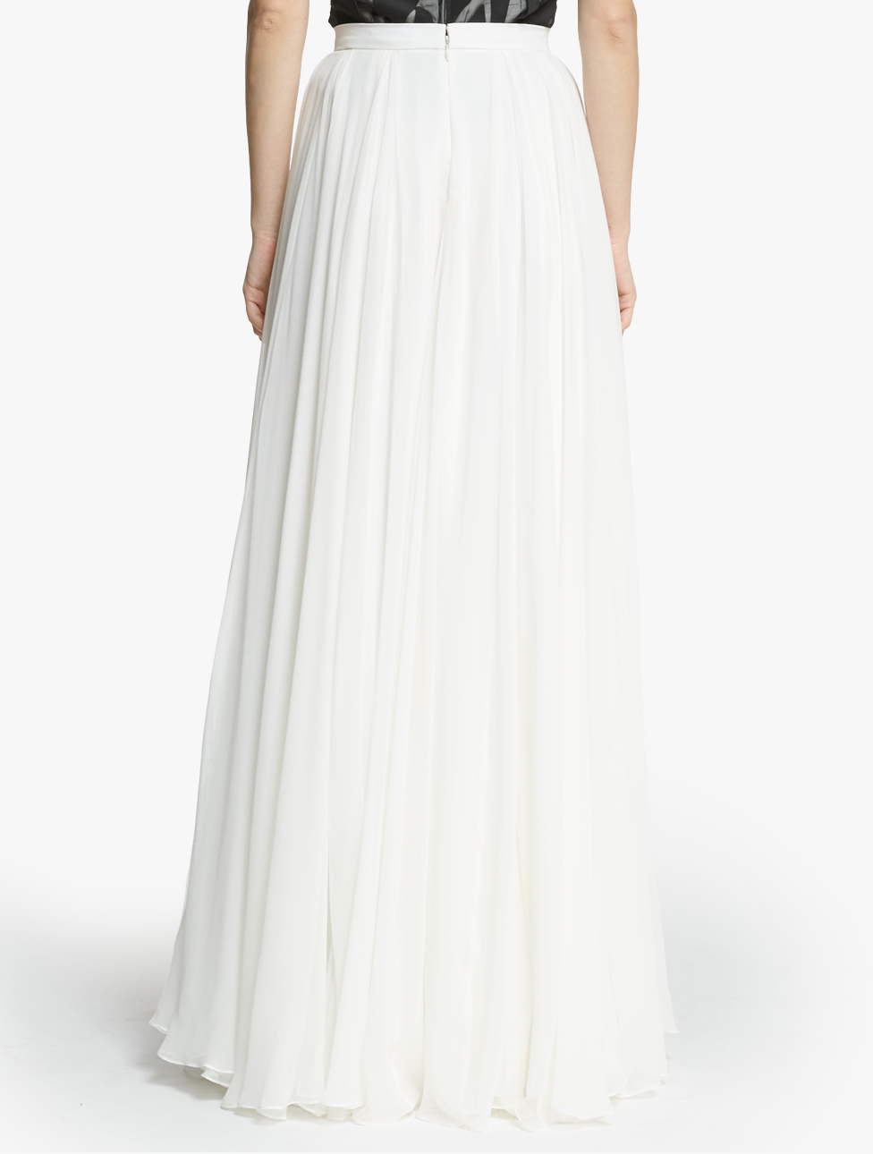 Halston Flowy Georgette Maxi Skirt in White | Lyst