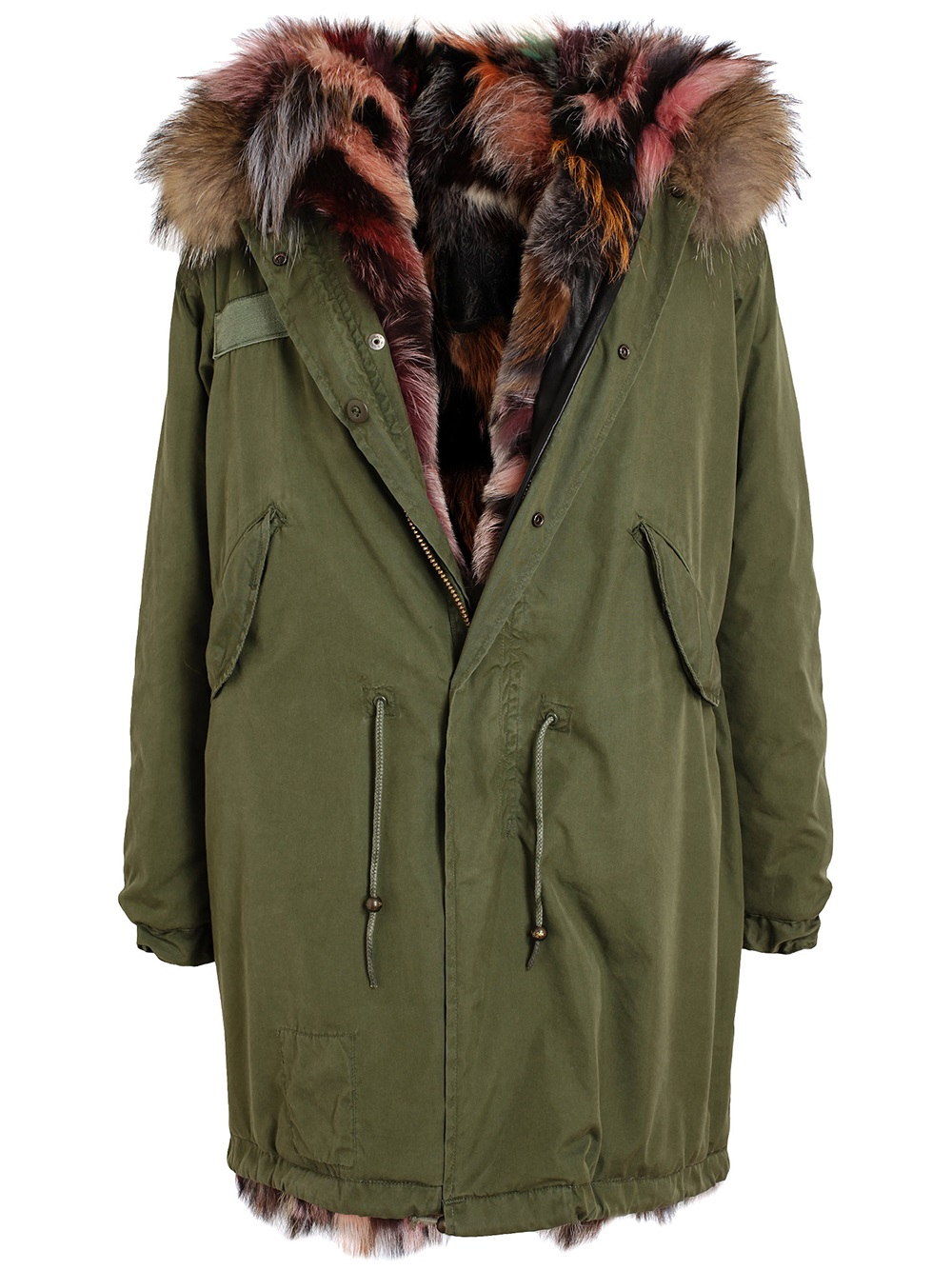 Mr & Mrs Italy Multicoloured Fur Lined Parka in Green | Lyst