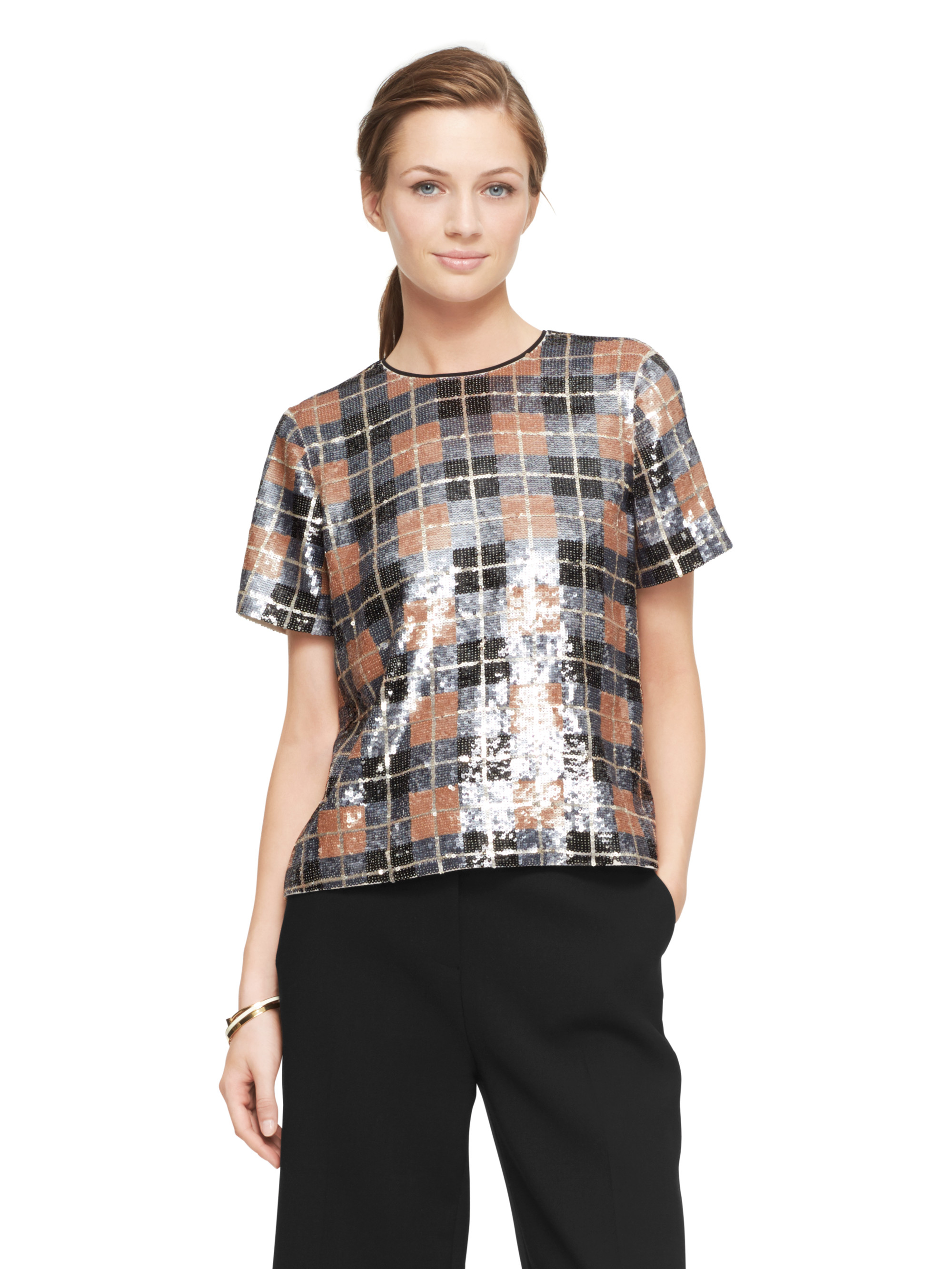 plaid sequin shirt