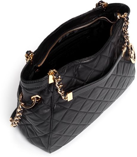 Michael Michael Kors &#39;Susannah&#39; Medium Quilted Leather Tote in Black | Lyst