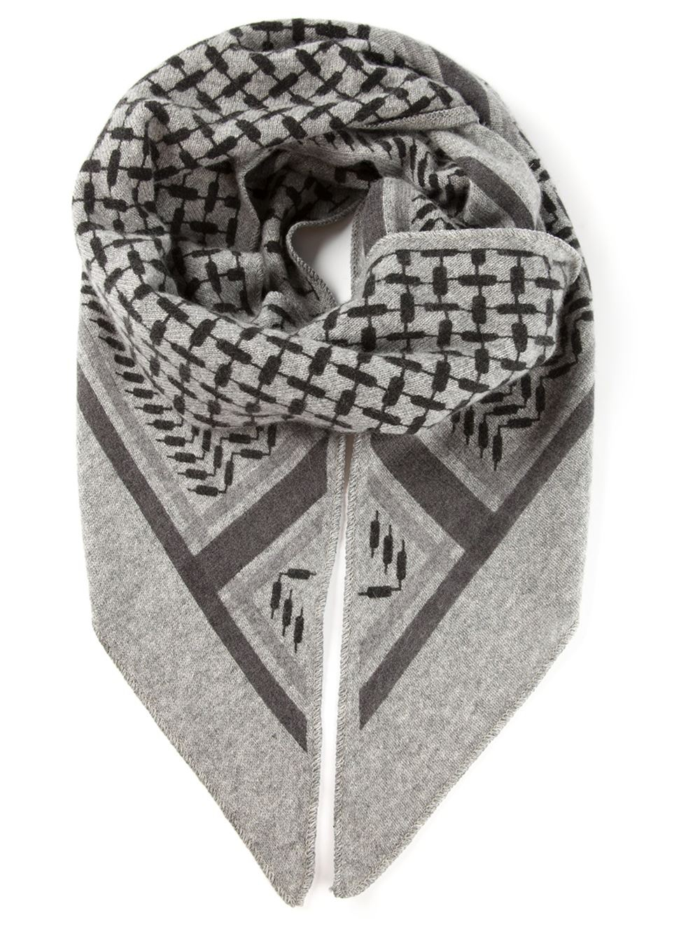 Lala Berlin Trinity Classic Knit Triangle Scarf in Grey (Gray) - Lyst