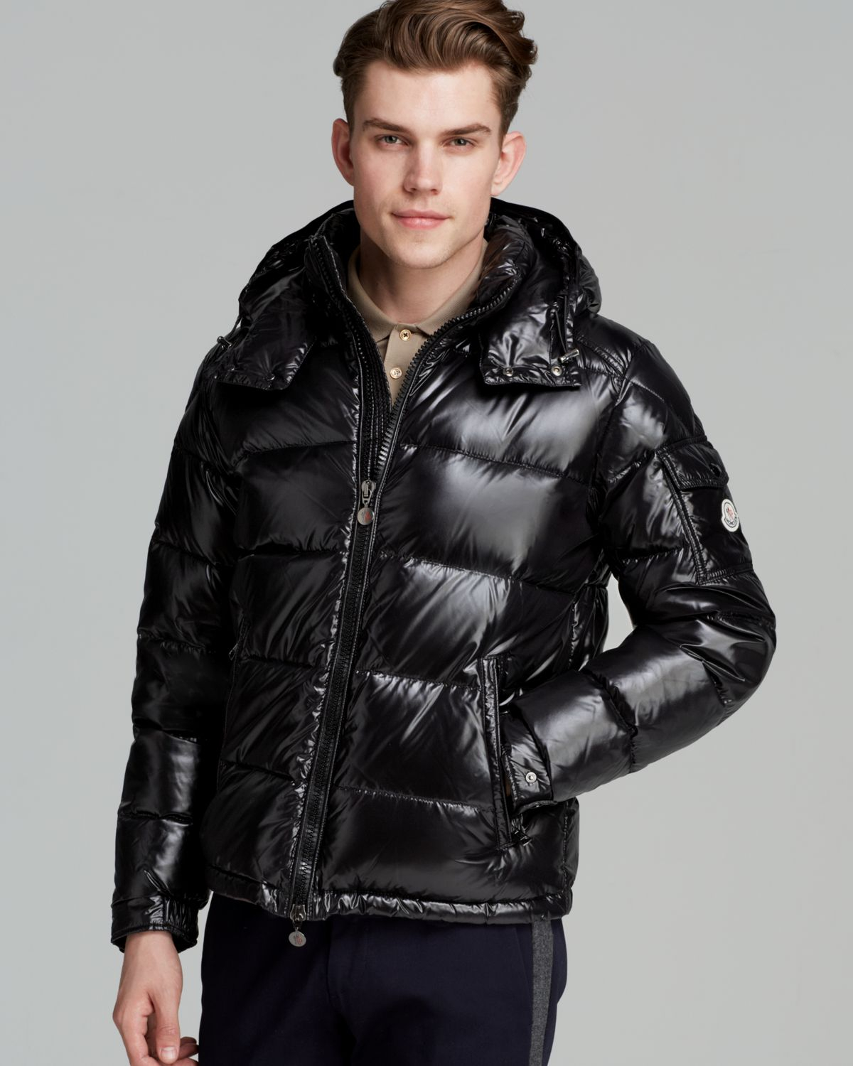 Moncler Maya Glossy Hooded Down Jacket in Black for Men - Lyst