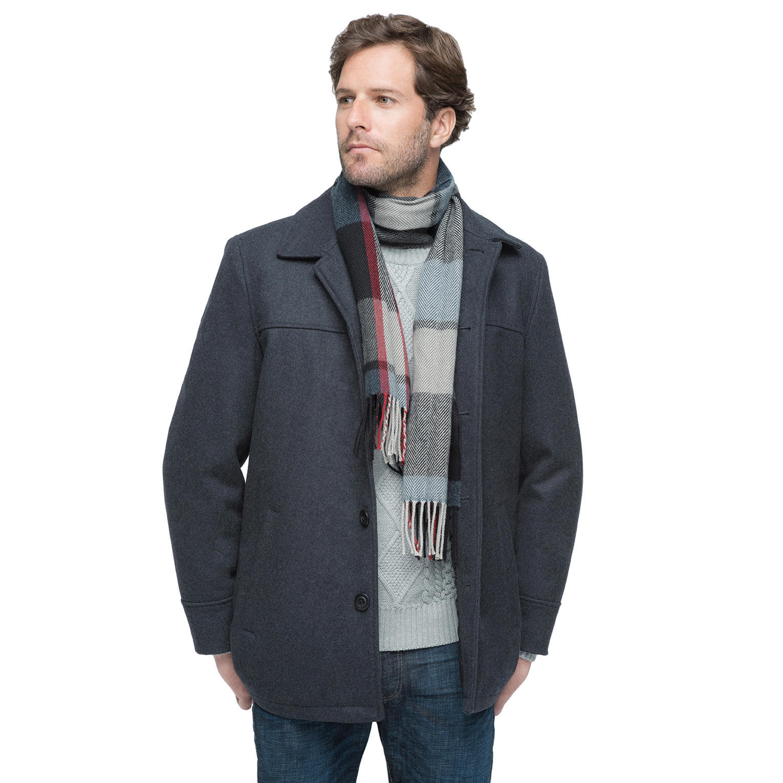Lyst - G.h. bass & co. Wool Blend Coat with Scarf in Gray for Men