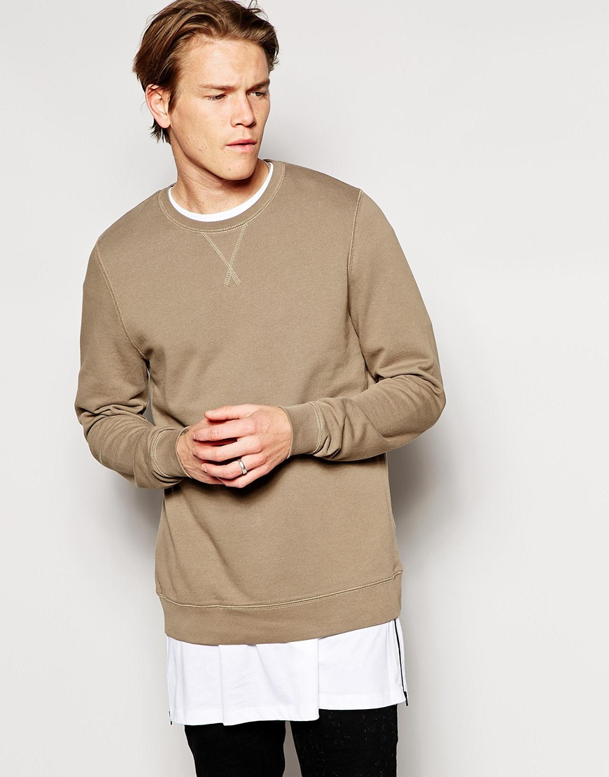 Lyst - Asos Sweatshirt With Crew Neck in Brown for Men