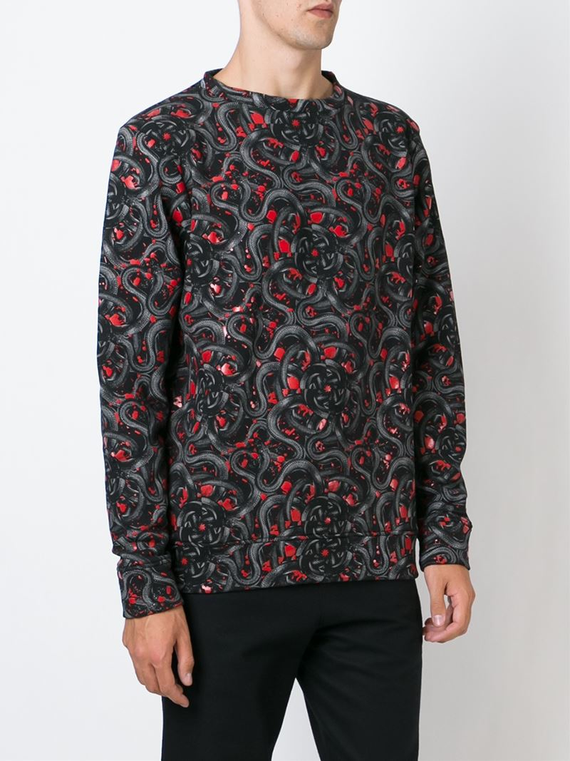 Marcelo Burlon Cotton All-over Snake Print Sweatshirt in Black (Red) for Men Lyst