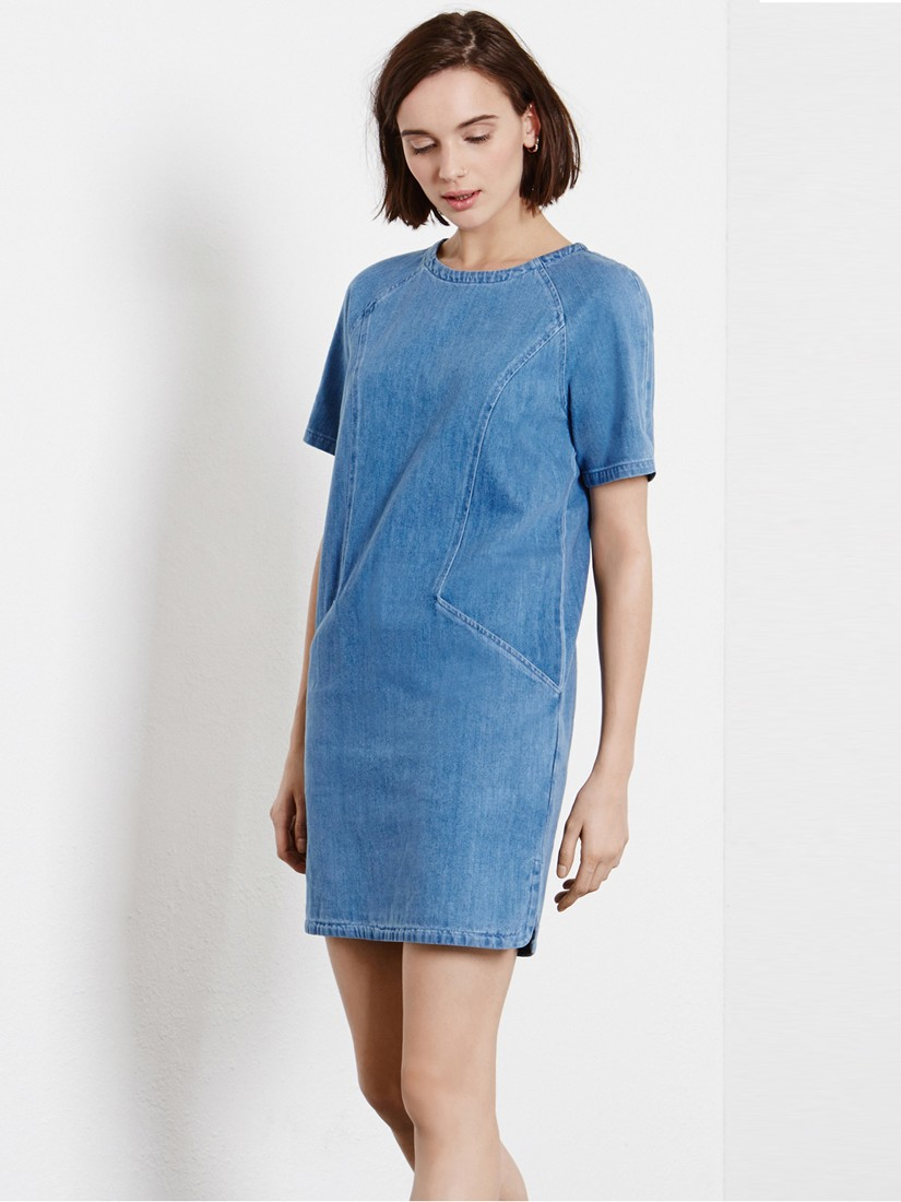 Warehouse Denim Shift Dress in Light Wash (Blue) - Lyst