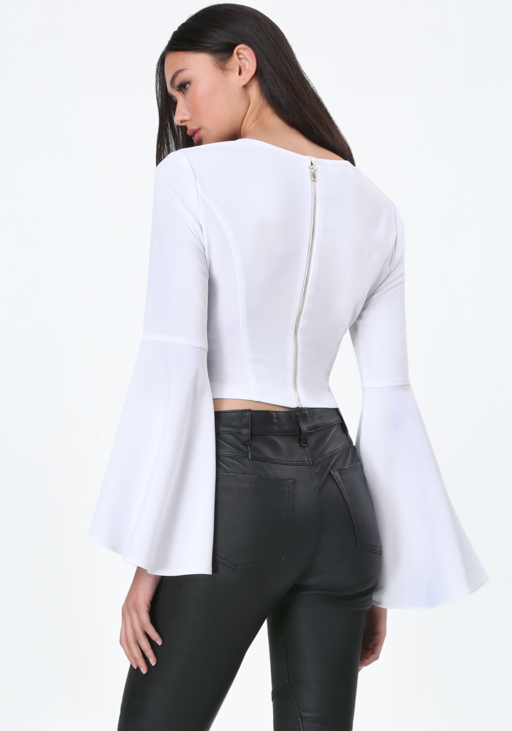 Bebe Synthetic Bell Sleeve Top in 