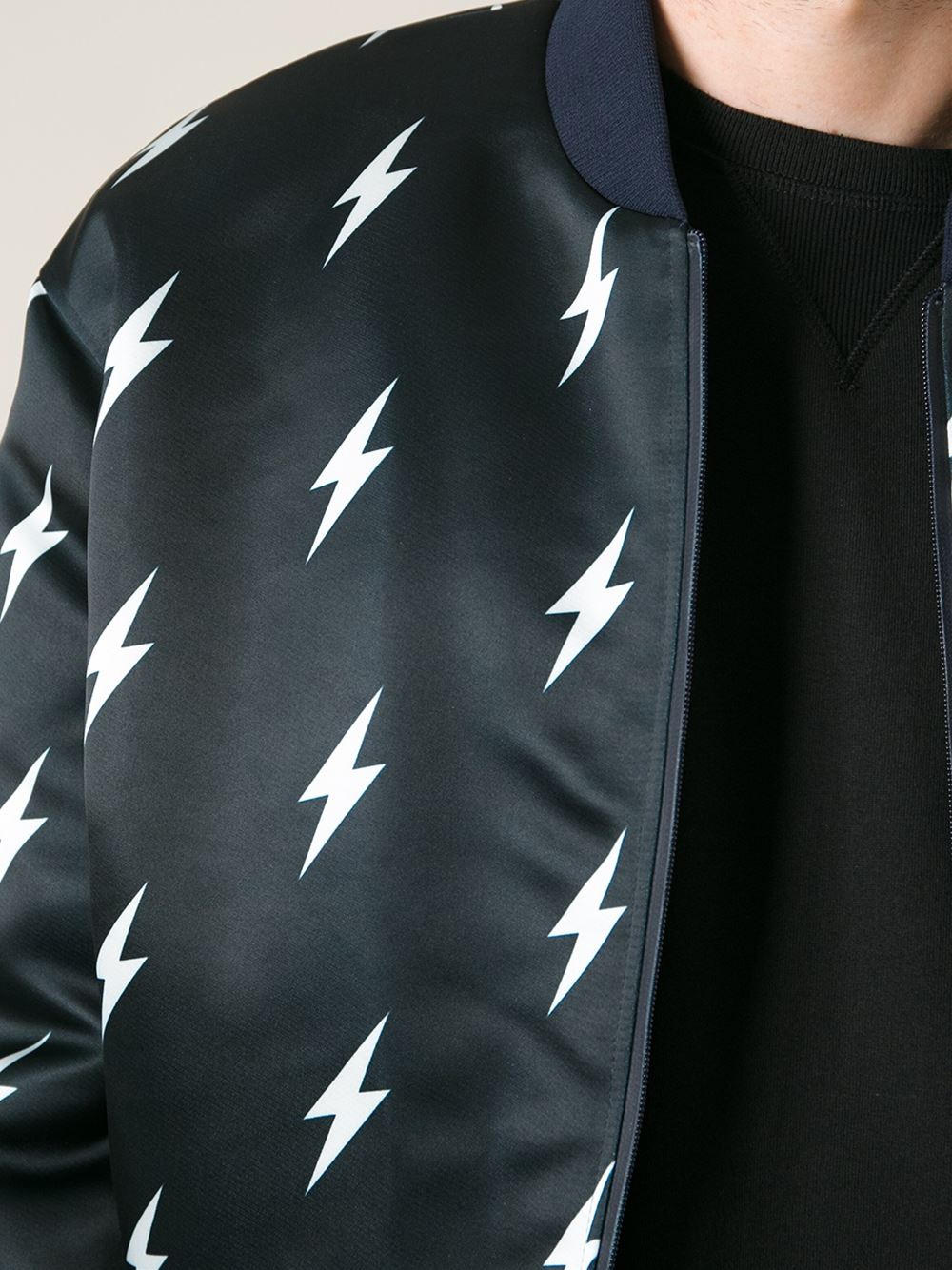 Lyst Neil Barrett Lightning Bolt Print Jacket in Blue for Men