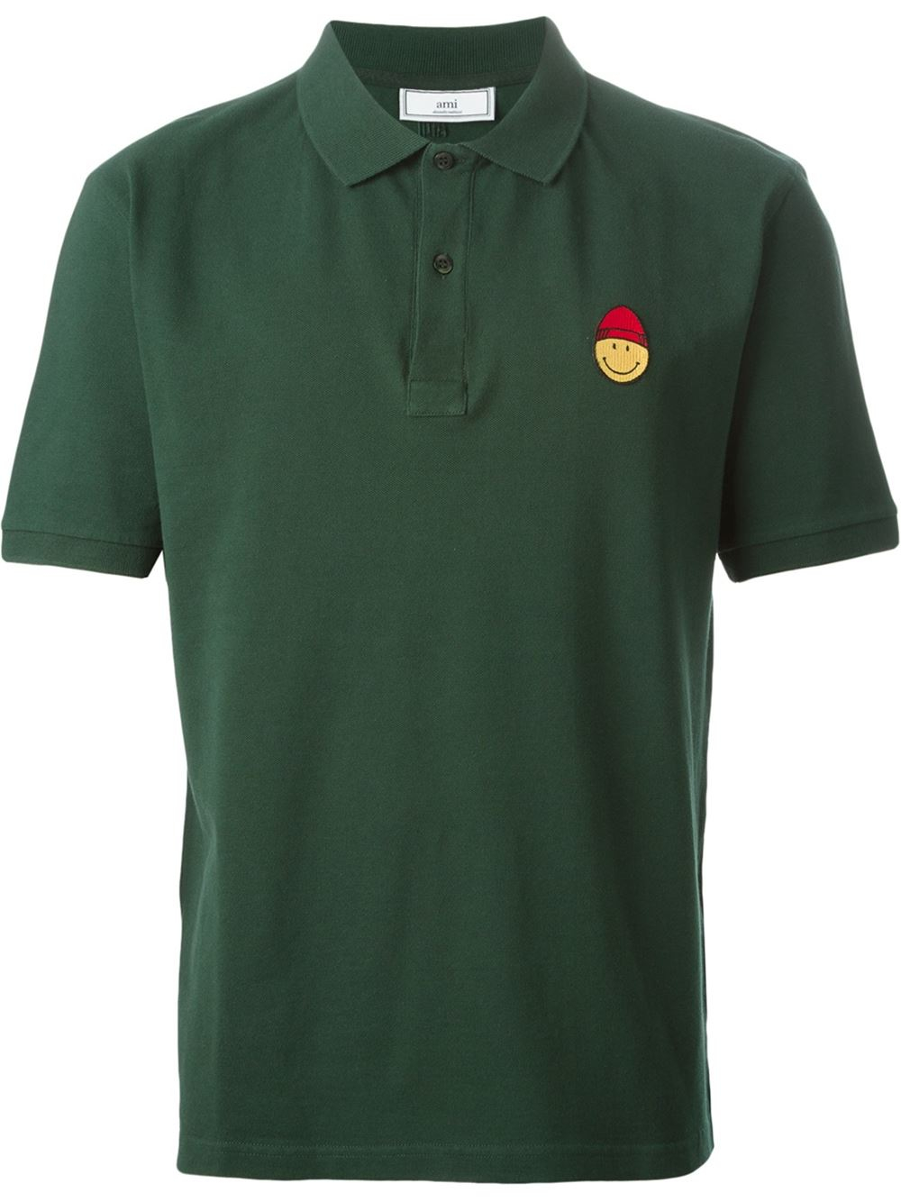 Ami Smiley Face Polo Shirt in Green for Men | Lyst