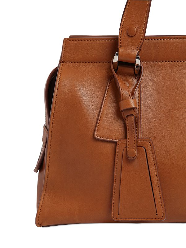 Giorgio Armani Le Sac 11 Leather Top Handle Bag in Tan (Brown) | Lyst