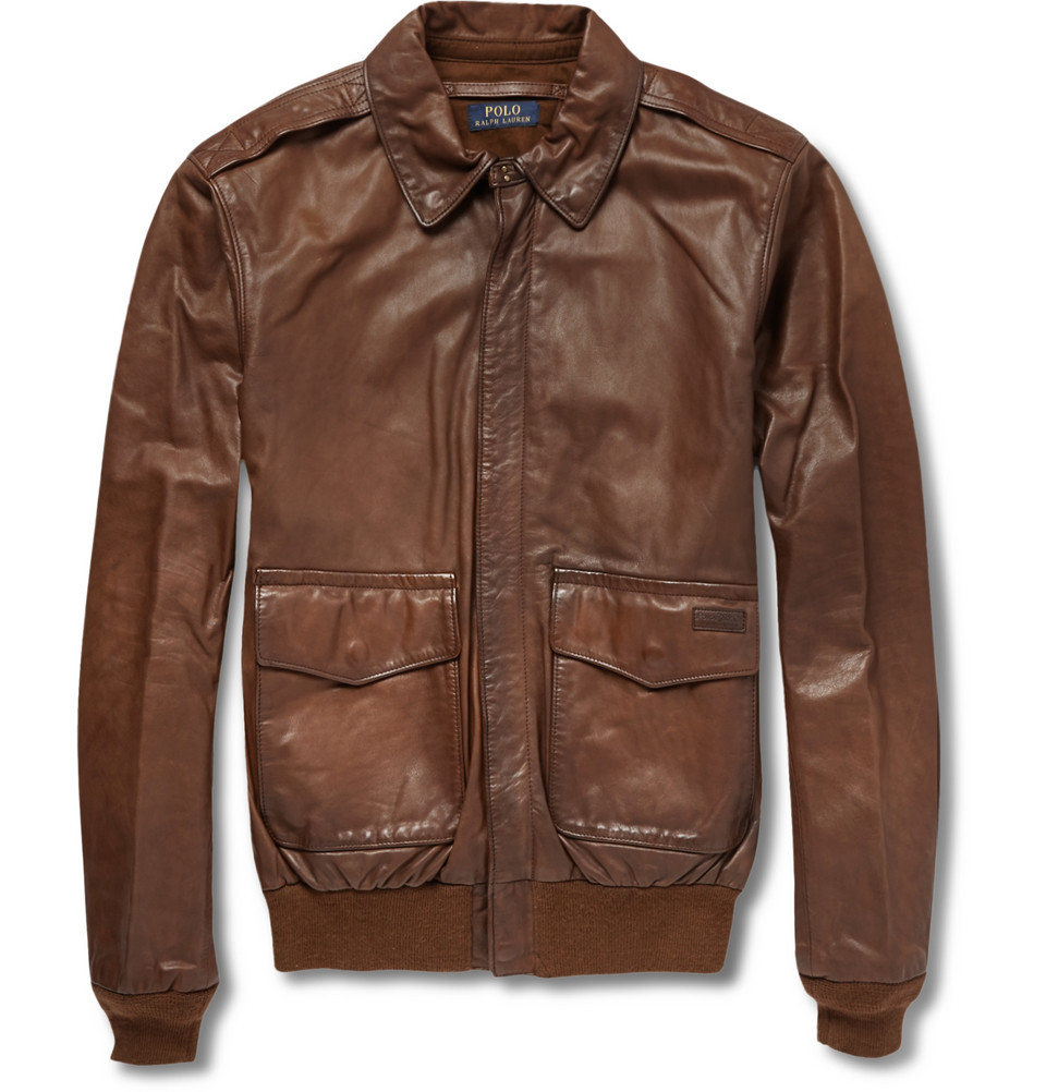 Polo ralph lauren Farrington Leather Bomber Jacket in Brown for Men | Lyst