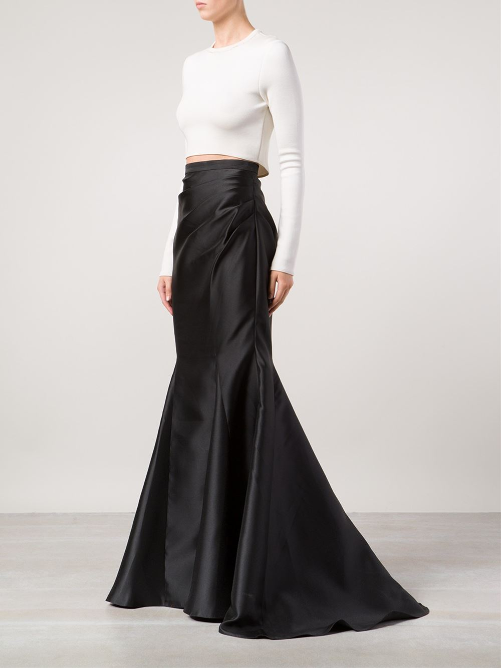 Badgley mischka Fishtail Maxi Skirt in Black | Lyst