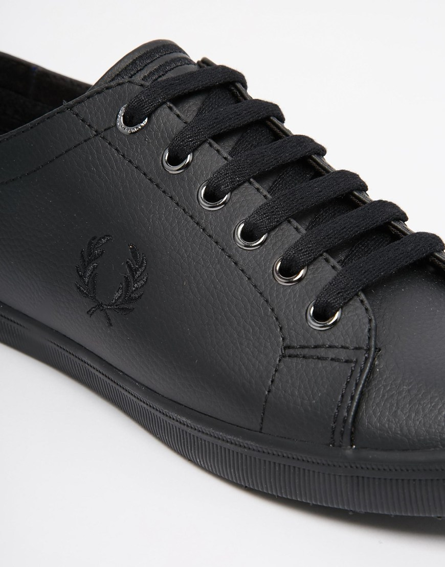 Fred Perry Kingston Leather Plimsolls in Black for Men - Lyst