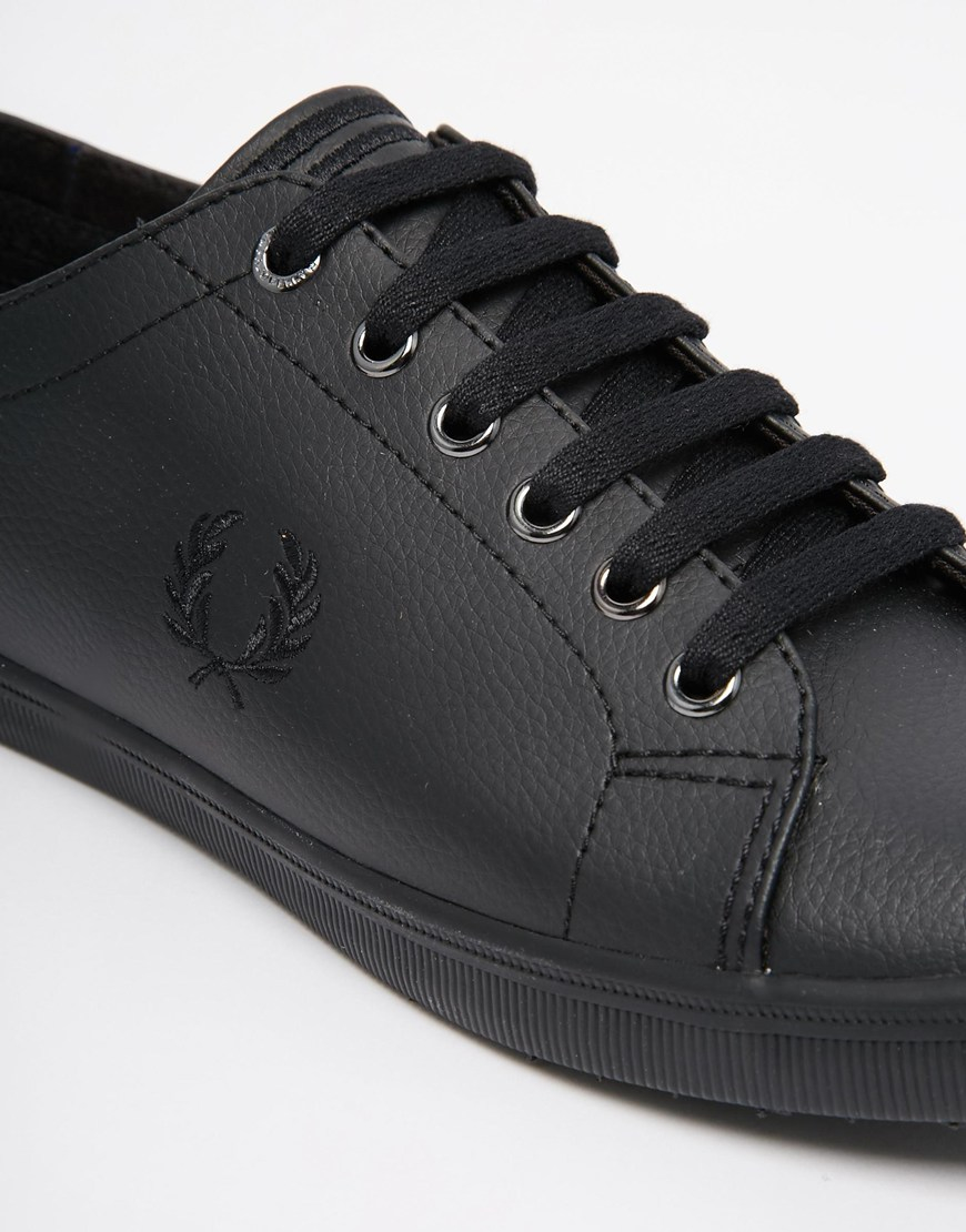 black leather plimsolls