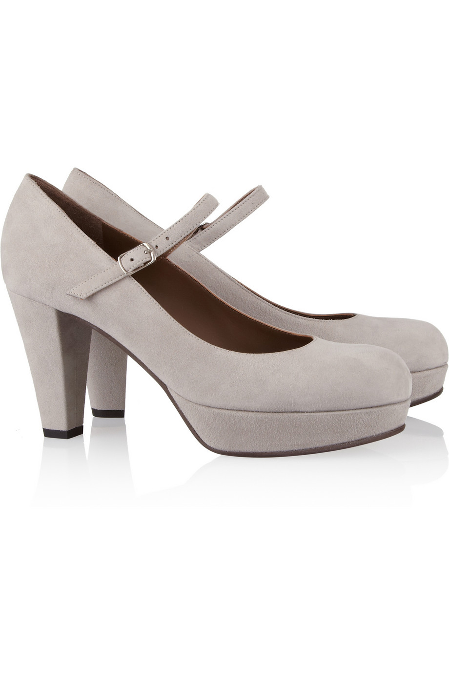 Marni Suede Mary Jane Pumps in Light Gray (Gray) - Lyst