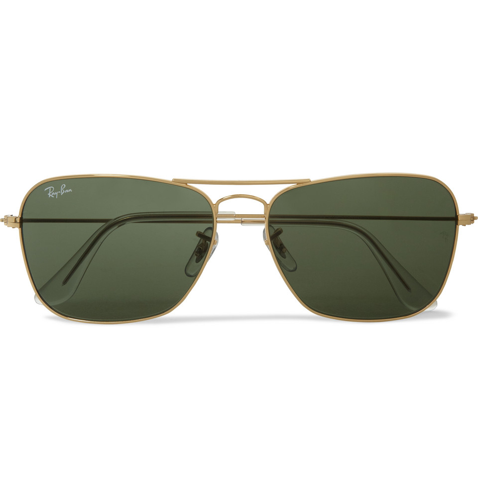 RayBan Caravan Metal DFrame Sunglasses in Gold (Metallic) for Men Lyst