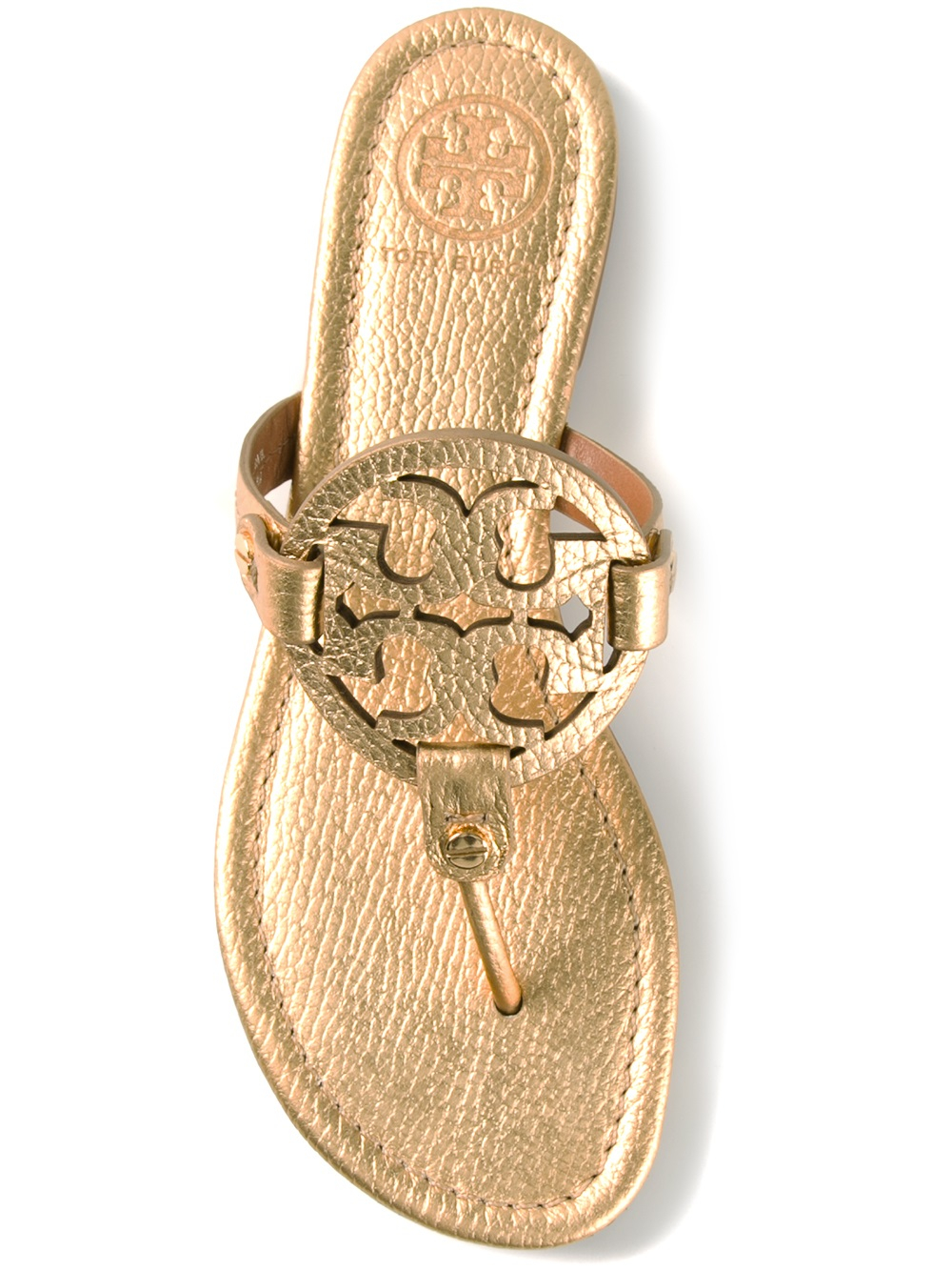 Tory Burch Logo Flip Flops in Gold (metallic) | Lyst