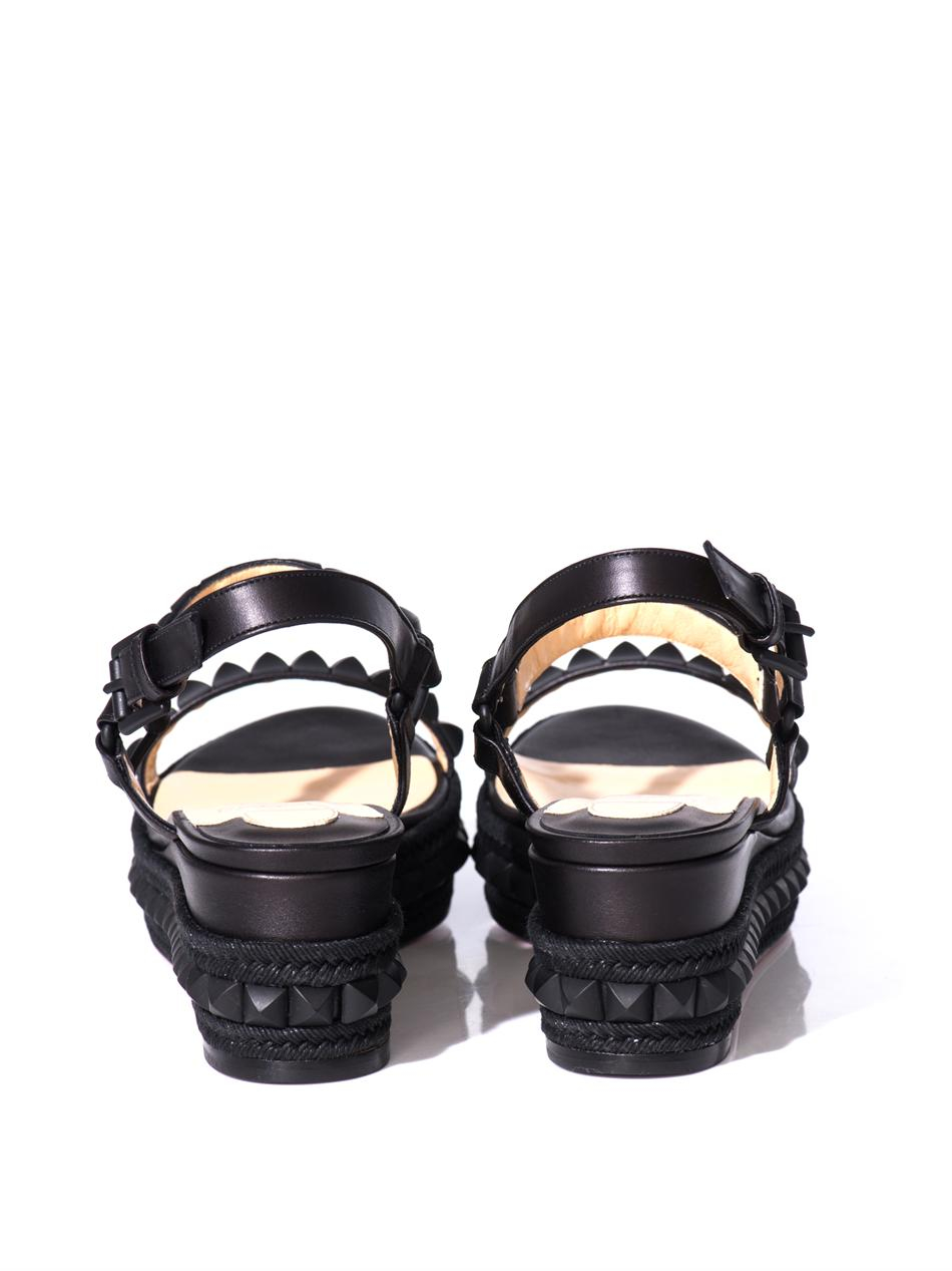 Christian louboutin Cata Clou Wedge Sandals in Black | Lyst